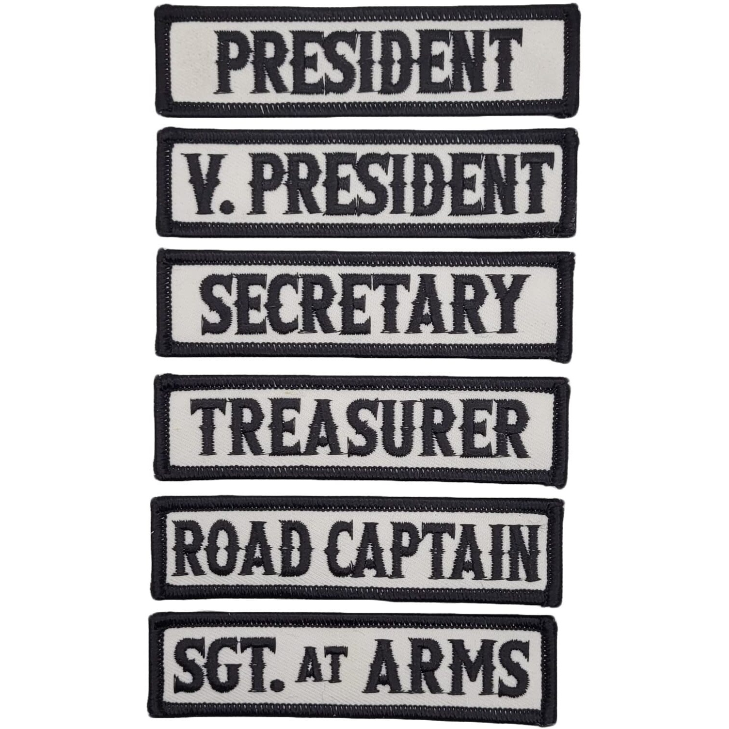 Officer Title Rank Vest Patches President Vp Mc Biker Club Patch Set (6Pc-Iron On)