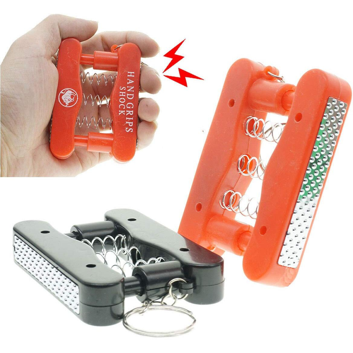Cooplay 2X Shocking Fake Grip Strength Device Model Keychain Prank Toy Joke Funny Gadget Electric Shock Tricky Gag Veigar April Fools Day For Halloween Party