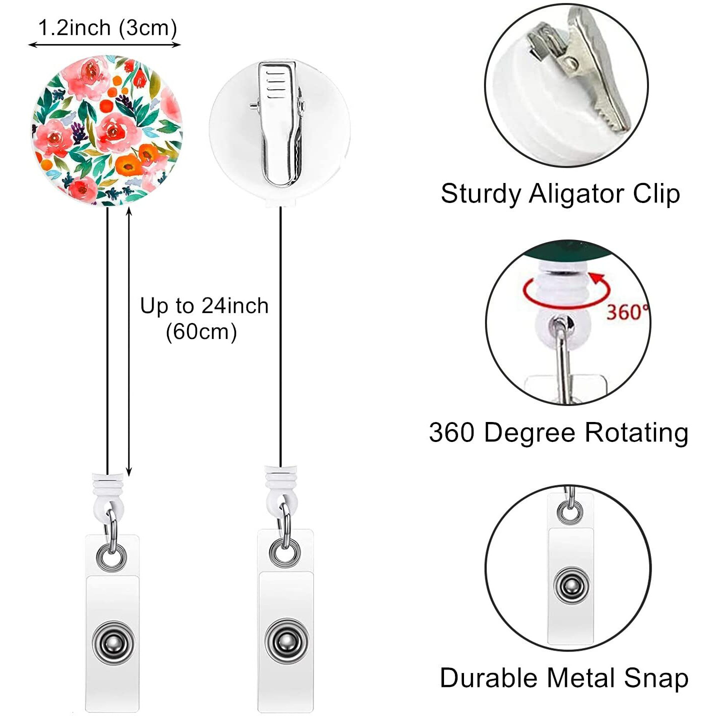 Badge Reel  Retractable Nurse Badge Holder With Alligator Clip Id Name Card Badge Clip For Office Student Doctor Nurse (3Pack Dolphin)