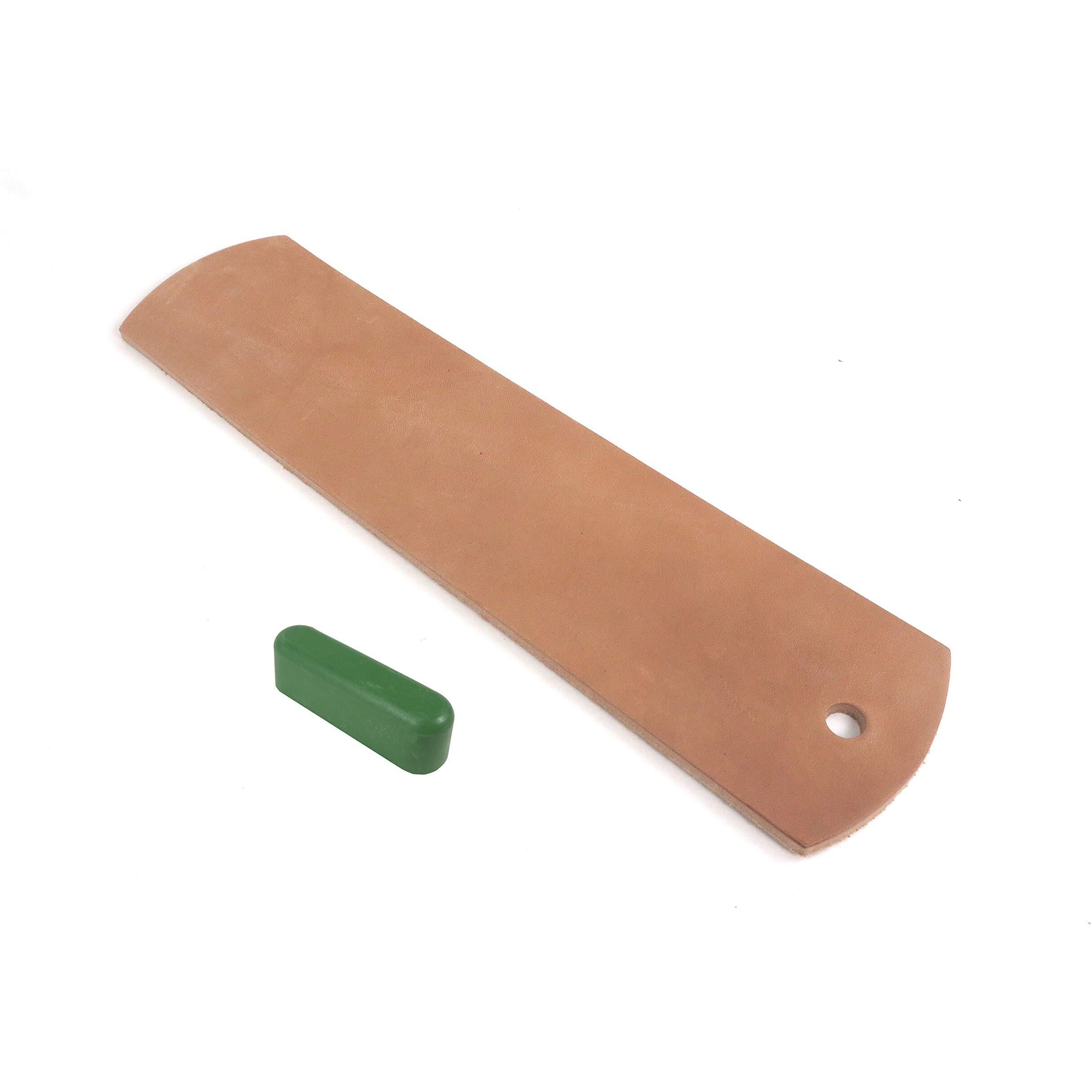 Genuine Horse Butt Leather Strop 12 Inches X 3 Inches X 1/8 Inch Thick With 1.2 Ounce Bar Green Chromium Oxide 0.5 Micron Micro Fine Polishing Compound