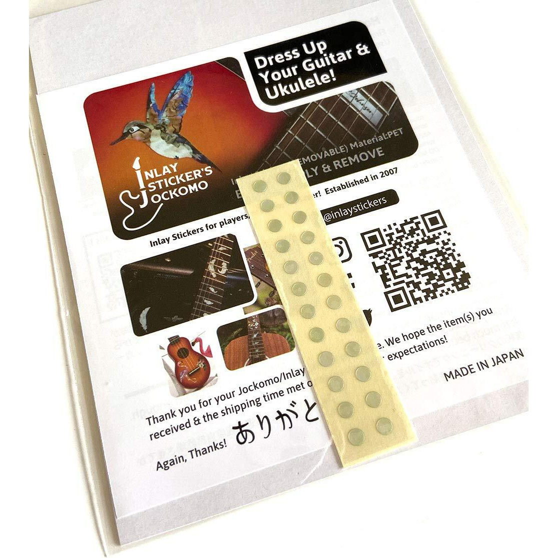 Inlay Sticker Fret Markers For Guitars & Bass - 1/8"" Small Side Marker Dots - White Pearl