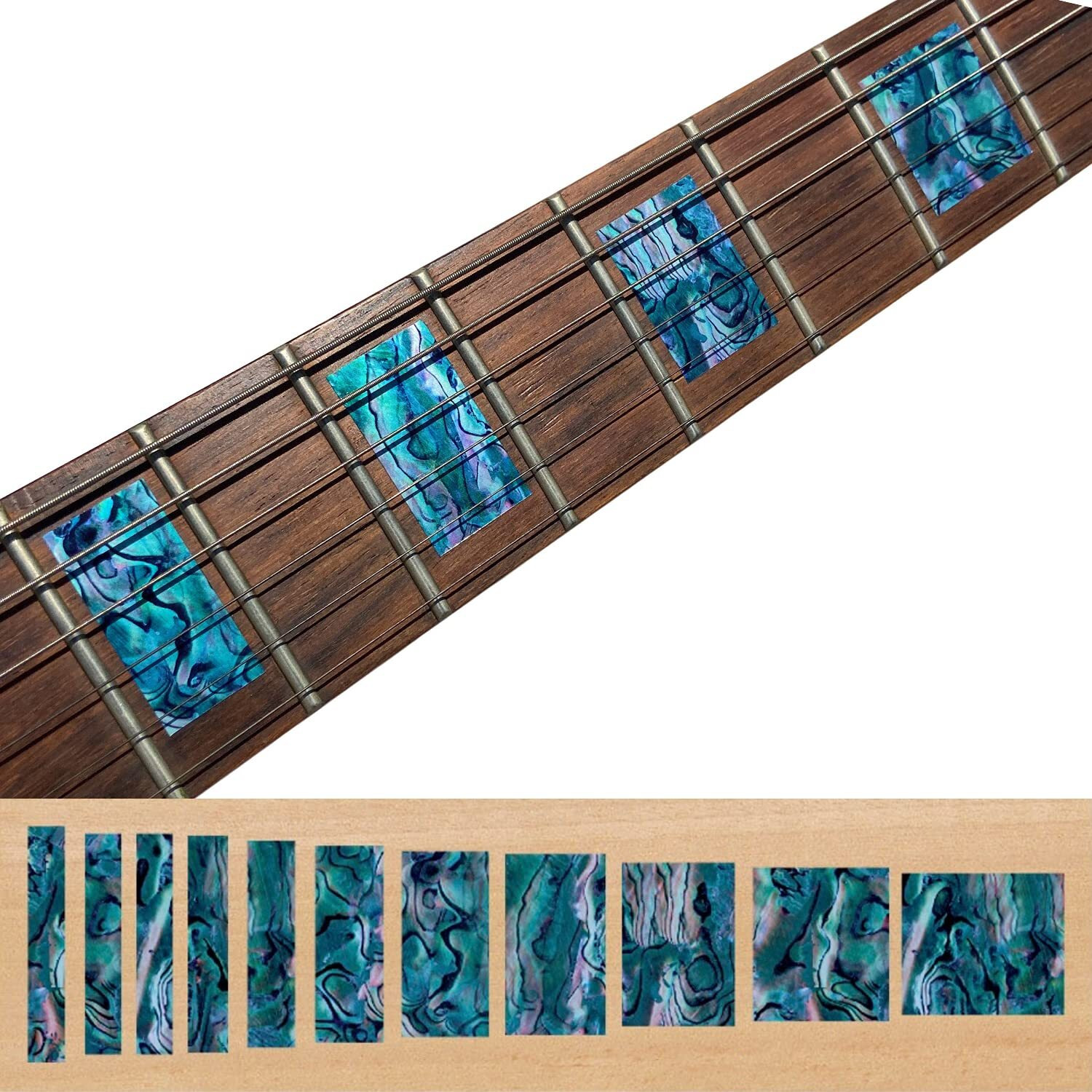 Inlay Sticker Fret Markers For Guitars & Bass - Lp/Sg Blocks - Abalone Blue  F-005Bl-Bl