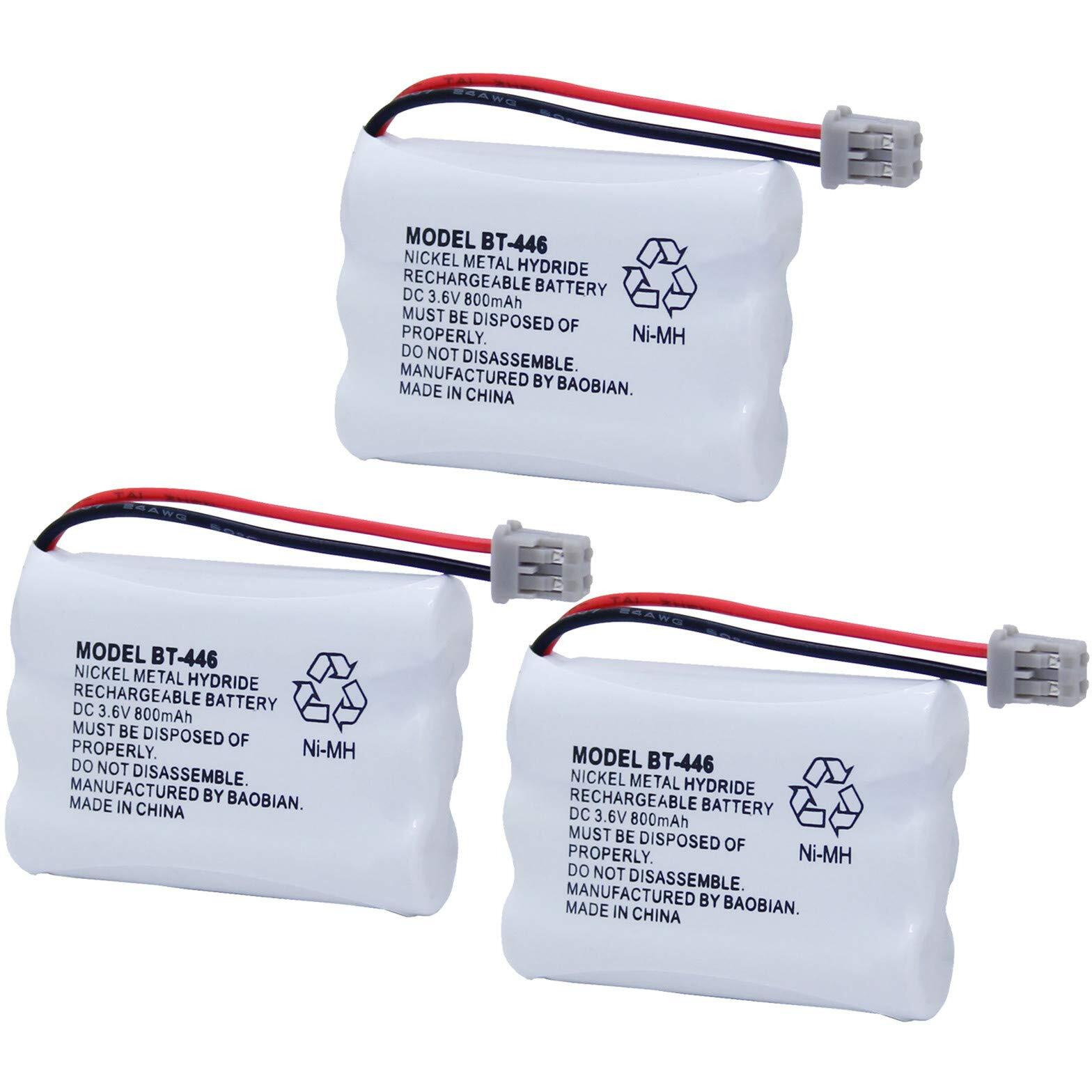Baobian Bt-446 Bt446 Bt-504 Bt-1004 Bt-1005 Cordless Phone Battery Compatible With Uniden Uip1868 Tru8885 Tru885-2 Tru8888 Bbty0503001 Ge-Tl26402 Cph-488B Handset Phone 3.6V 800Mah Ni-Mh (3 Pack)