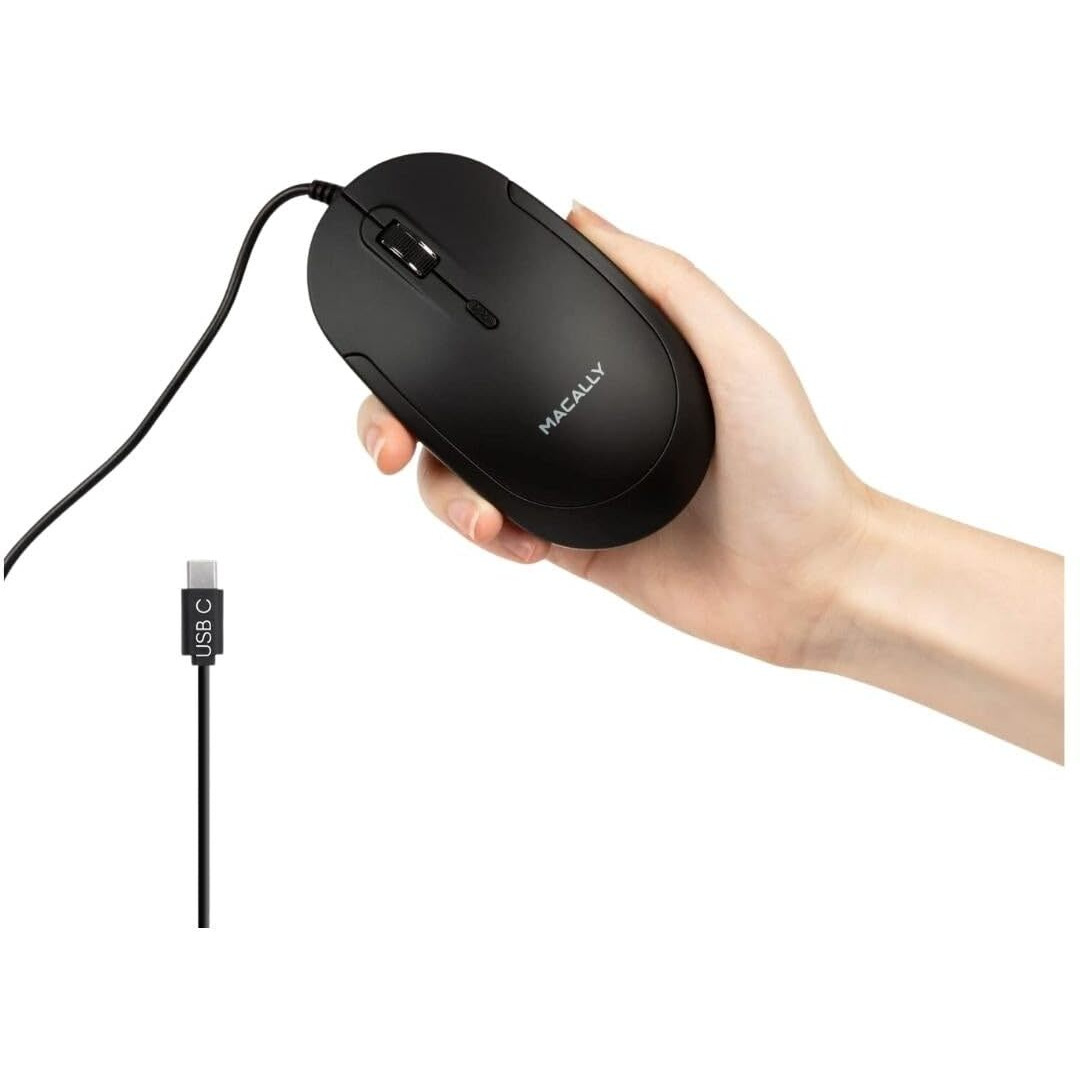 Macally Wired Usb C Mouse For Mac And Pc - Slim  Quiet  And Reliable - 4 Dpi Mode Type C Mouse For Laptop  Macbook Pro/Air  Imac - Wired Mouse Usbc