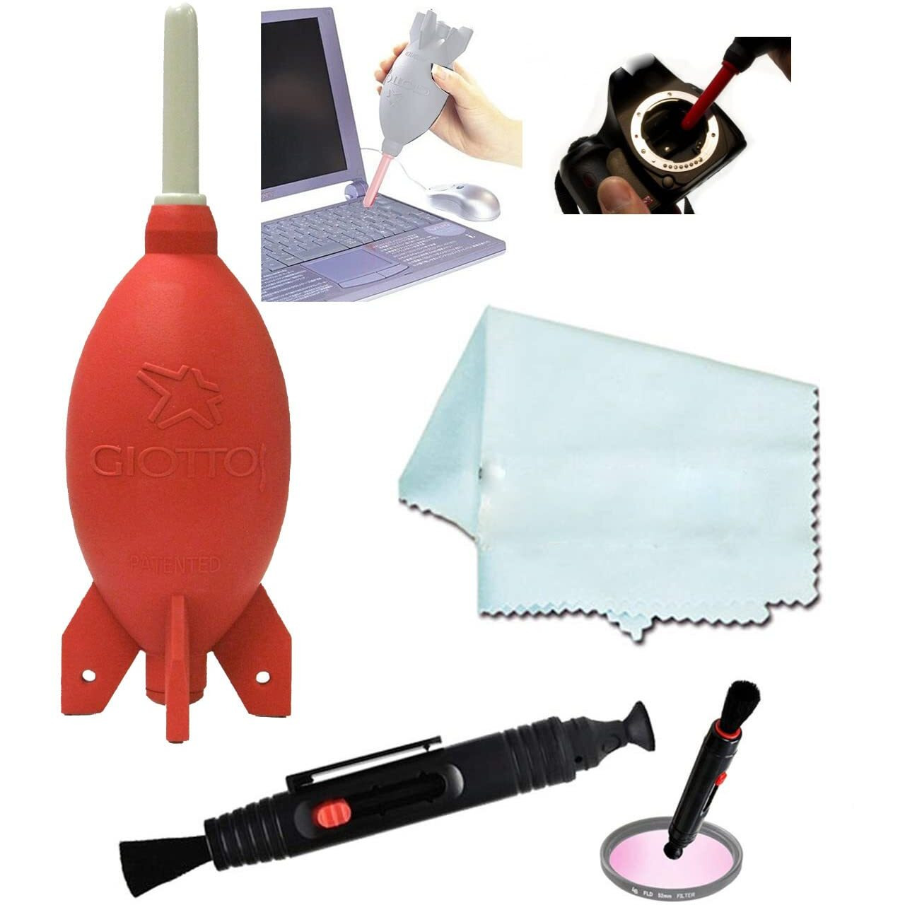 Giottos Aa1903 Rocket Air Blaster Large-Red+Vcc113 Micro-Fiber Cloth+Cleaning Lens Pen