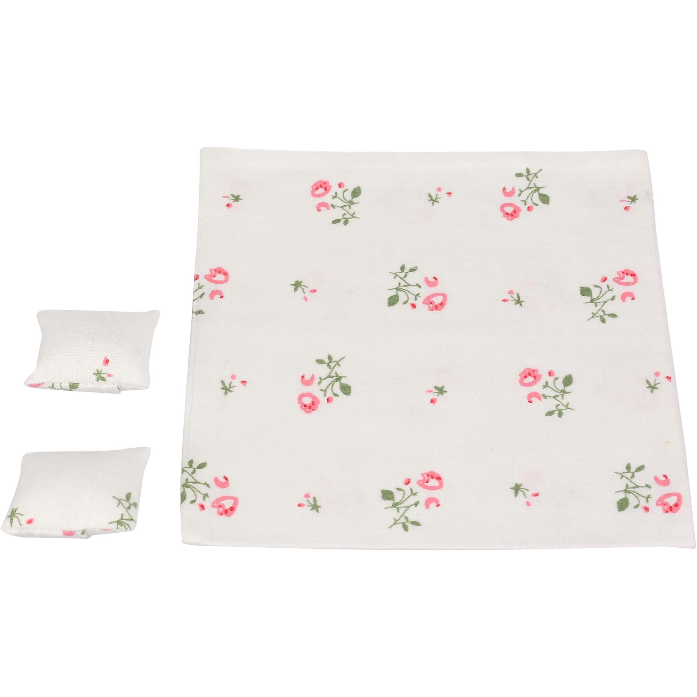 Dollhouse Bedding  5 Piece Set With Comforter & Pillows  Blanket  Realistic Bedroom Accessories For 6 Inch Dolls  1/12 Scale  Gray And White Linen