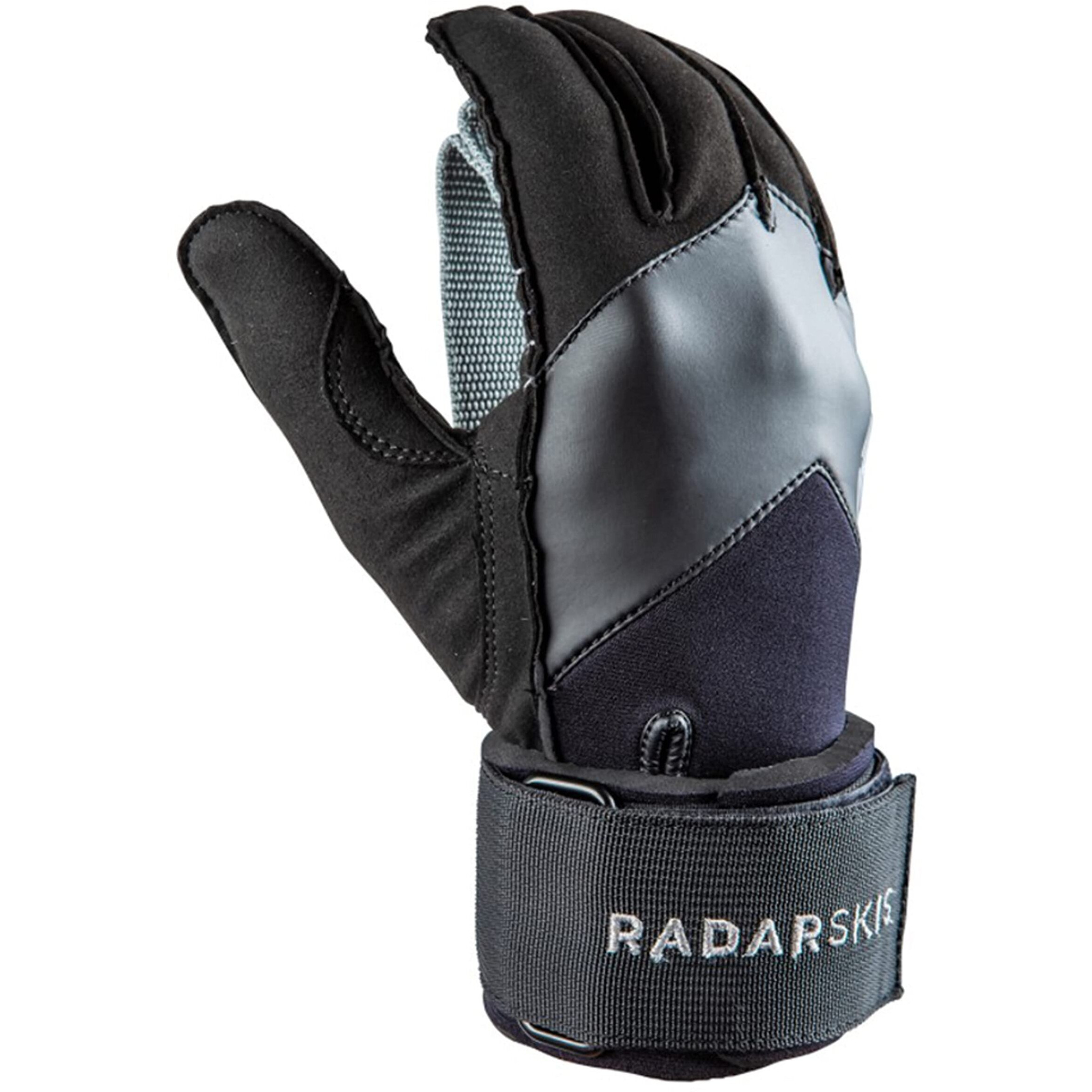 Radar Men's Vice Inside-Out Pre-Curved Fingers Amara Palm Waterski Gloves  Black  Medium