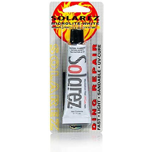Solarez Uv Cure Microlite White Polyester Ding Repair Filler (0.5 Oz) - Surfboard Repair Foam With 60/240 Grit Sand Pad & Spreader ~ Fastest Fix For Deep Dings On [Polyurethane] Surfboard Foam