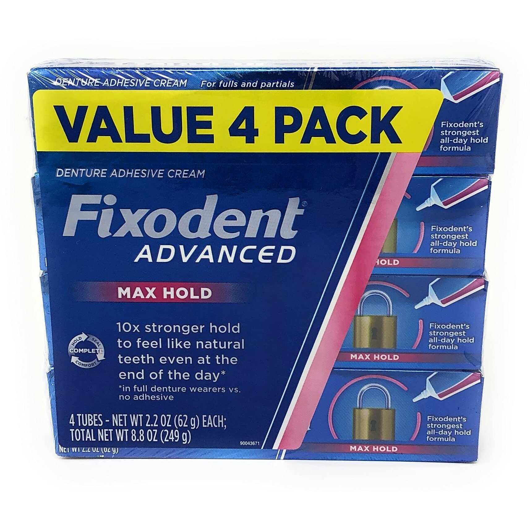 Fixodent Advanced Max Hold Denture Adhesive  2.2 Ounce (Pack Of 4)