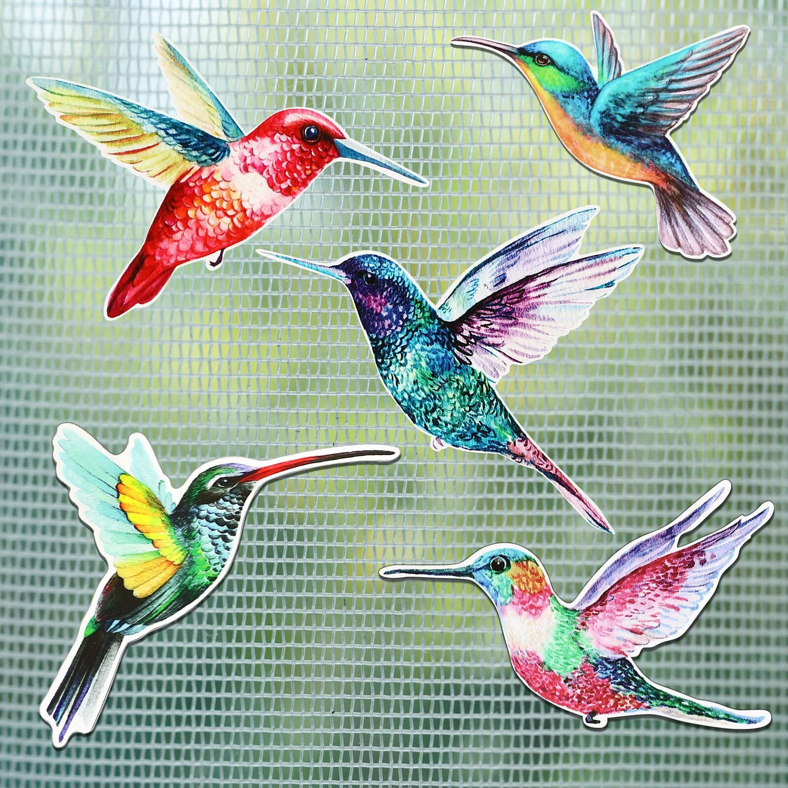 10 Pieces Watercolor Humming Bird Screen Door Magnets Decorative Flexible Double Sided Magnetic Stickers For Screen Door Patio Doors Decoration  Helps To Stop Walking Into Screens (Fresh Style)