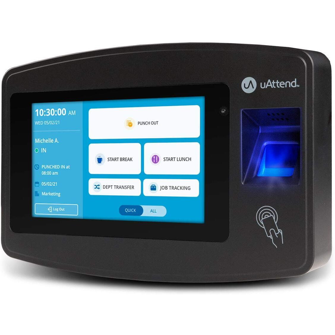 Uattend Cloud-Connected Touchscreen Time Clock With Finger Scan  Rfid And Pin Punching In One (Jr2000)