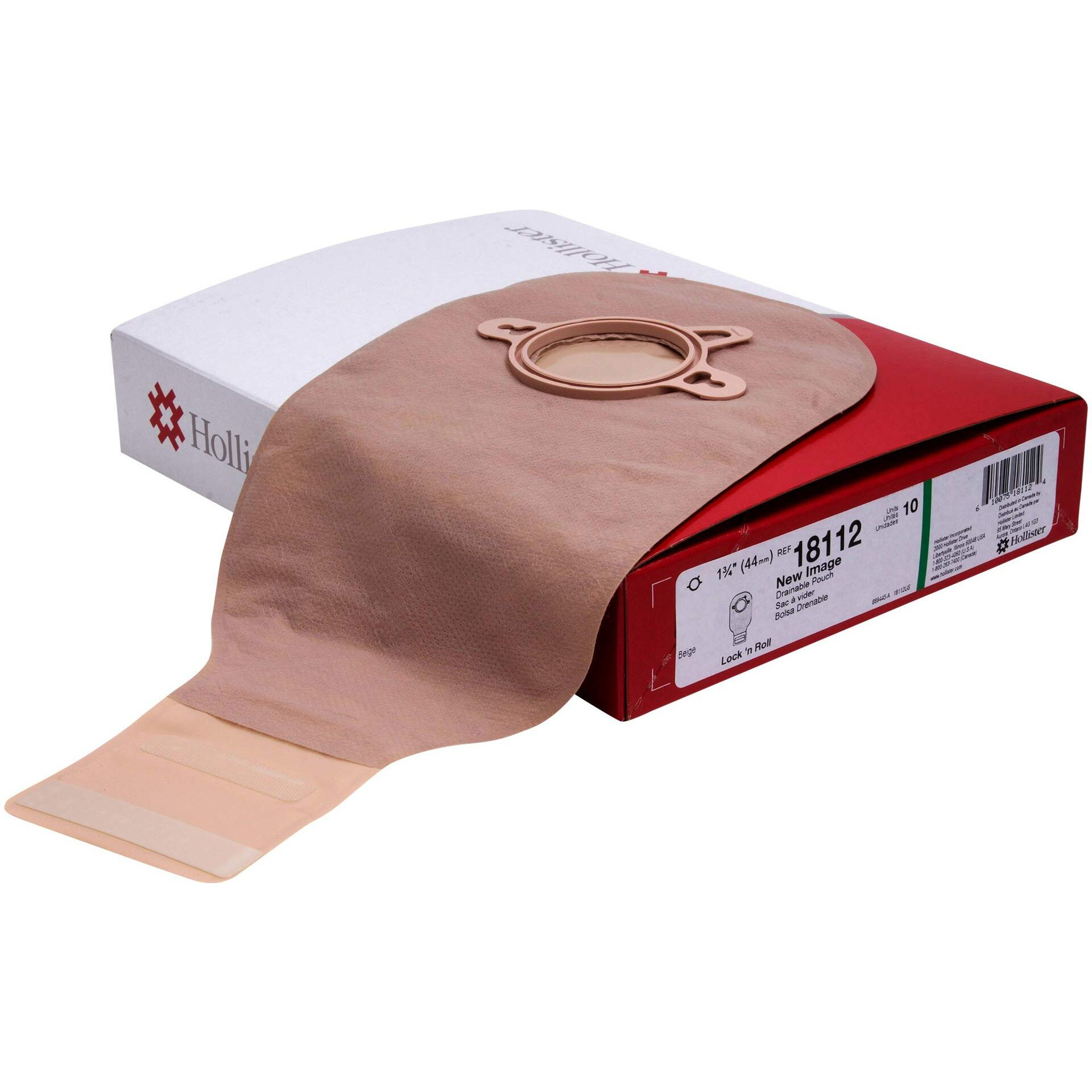 Hollister 18112 New Image 2-Piece 12 Drainable Ostomy Pouch  Green Color Code Match  10 Pack  Beige - 1-3/4 Flange Size  Lock N Roll Microseal Closure