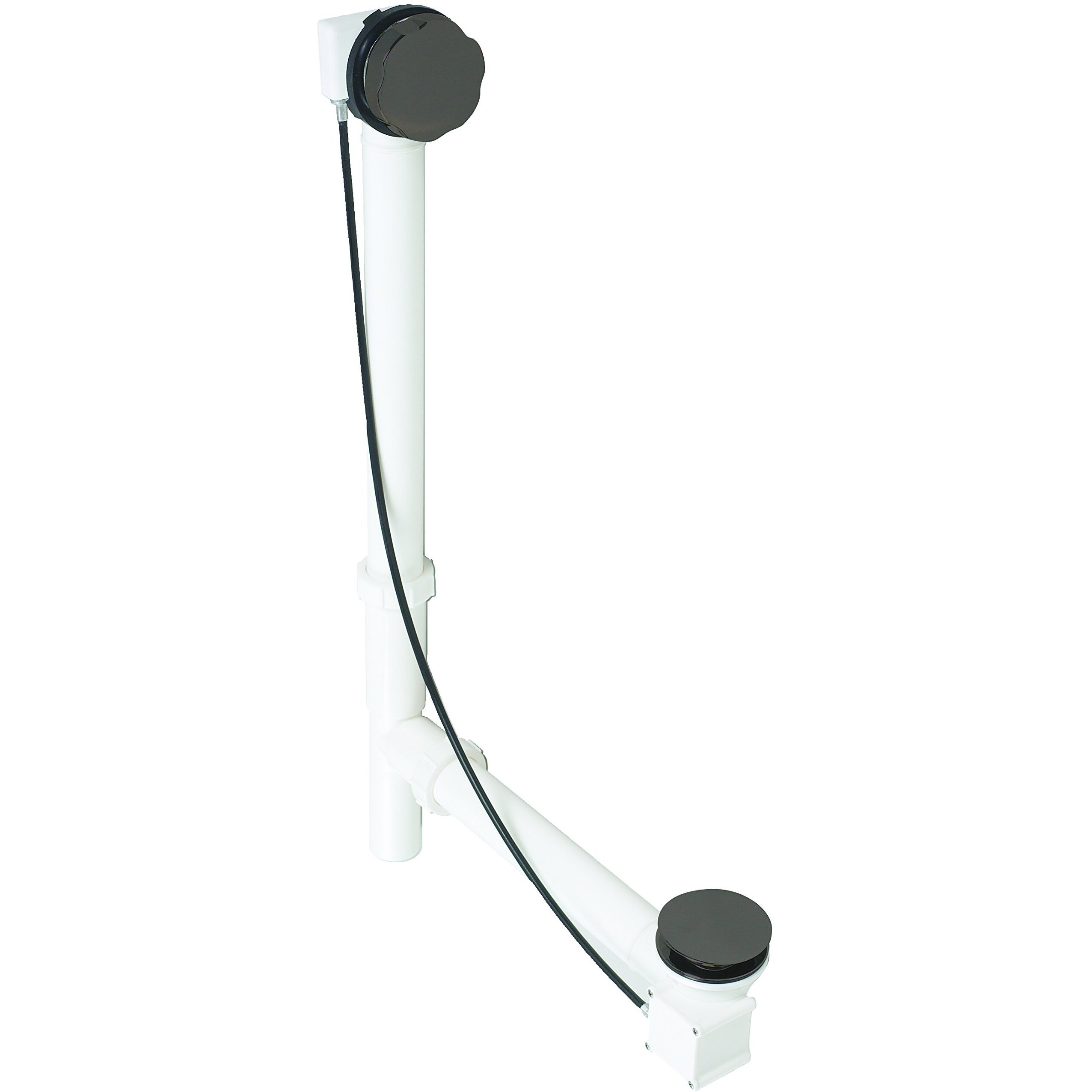 Westbrass D50P27Tle-12 27"" Cable Drive Standard Bath Drain Trim Kit With Rotary Overflow Cover Knob  Pop-Up Stopper And Poly Tubular Pipes & Fittings  1-Pack  Oil Rubbed Bronze