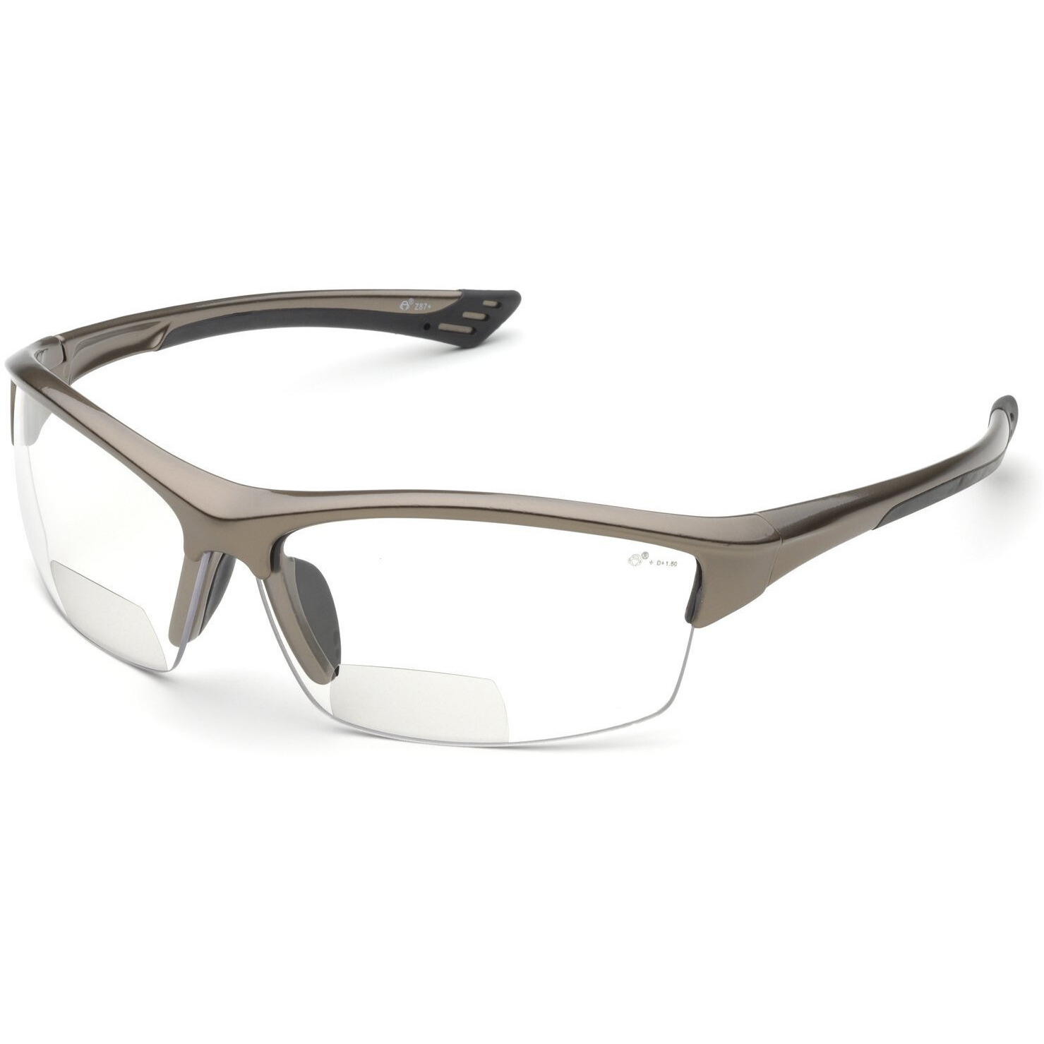 Delta Plus - Welrx350C30 Rx-350C 3.0 Diopter Bifocal Safety Glasses  Metallic Brown Frame/Clear Lens