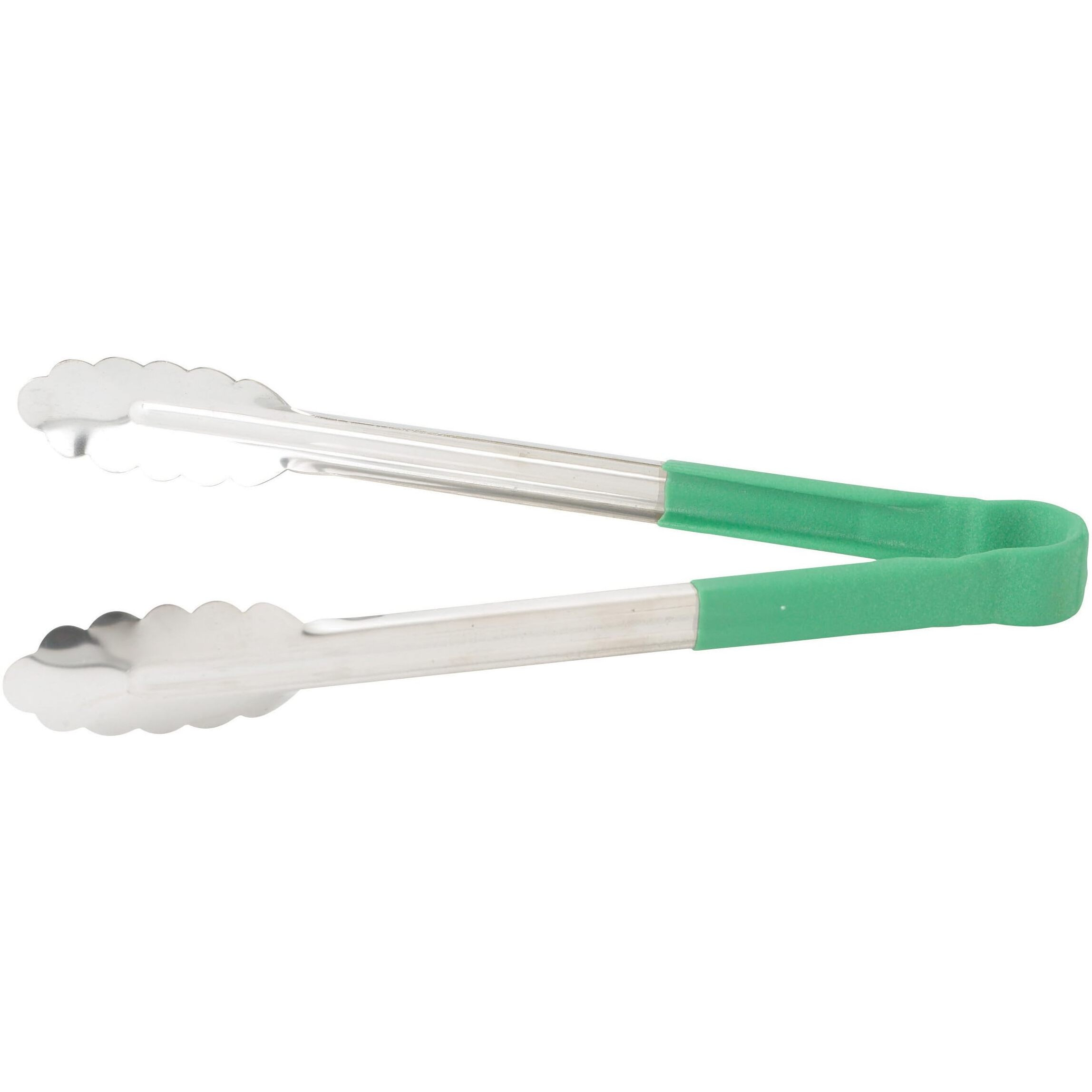 Winco  12-Inch Utility Tong With Green Non-Slip Grip  Stainless Steel