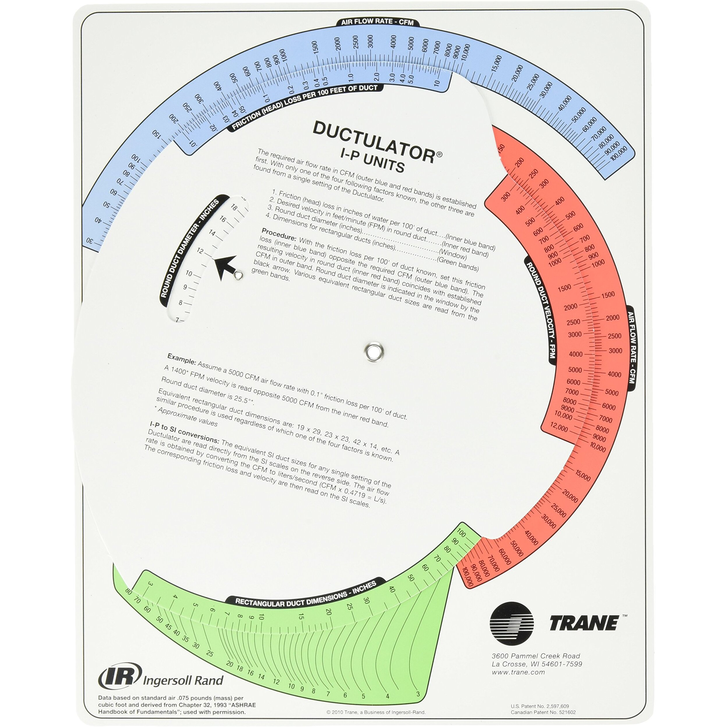 Trane Td1 Ductulator With Sleeve  Duct Sizing Calculator
