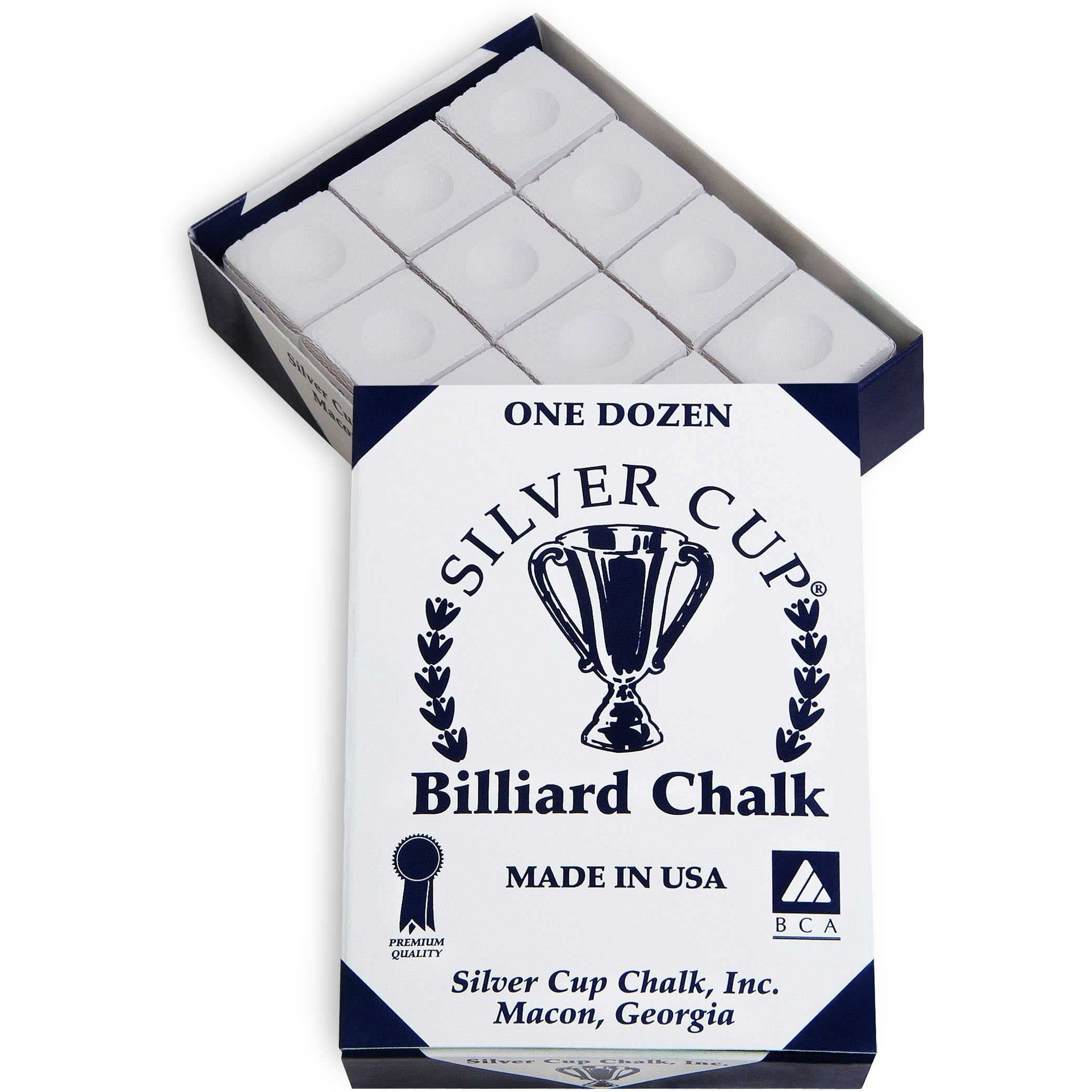 Sterling Gaming Silver Cup Pool Cue Chalk Cubes In White - 12 Pc Set