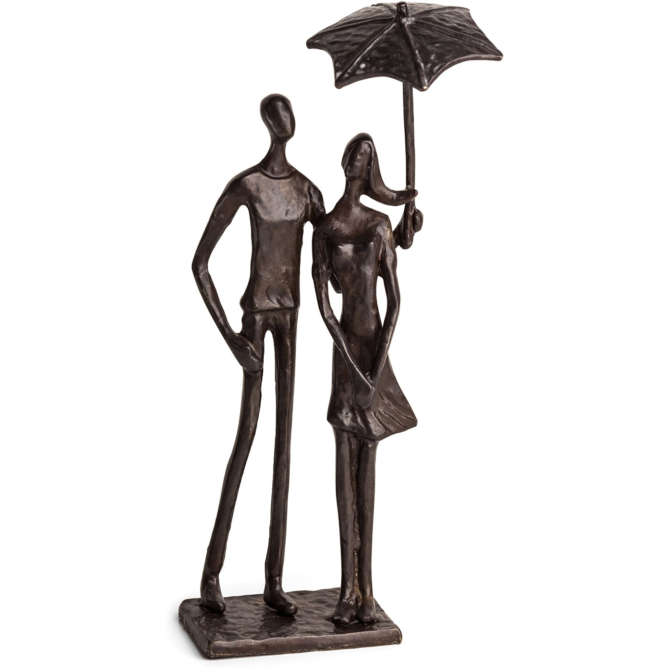 Danya B Loving Couple Under Umbrella Bronze Sculpture - Modern And Elegant Design - Metal Art - Contemporary Home And Office DCor - Modern Tabletop DCor