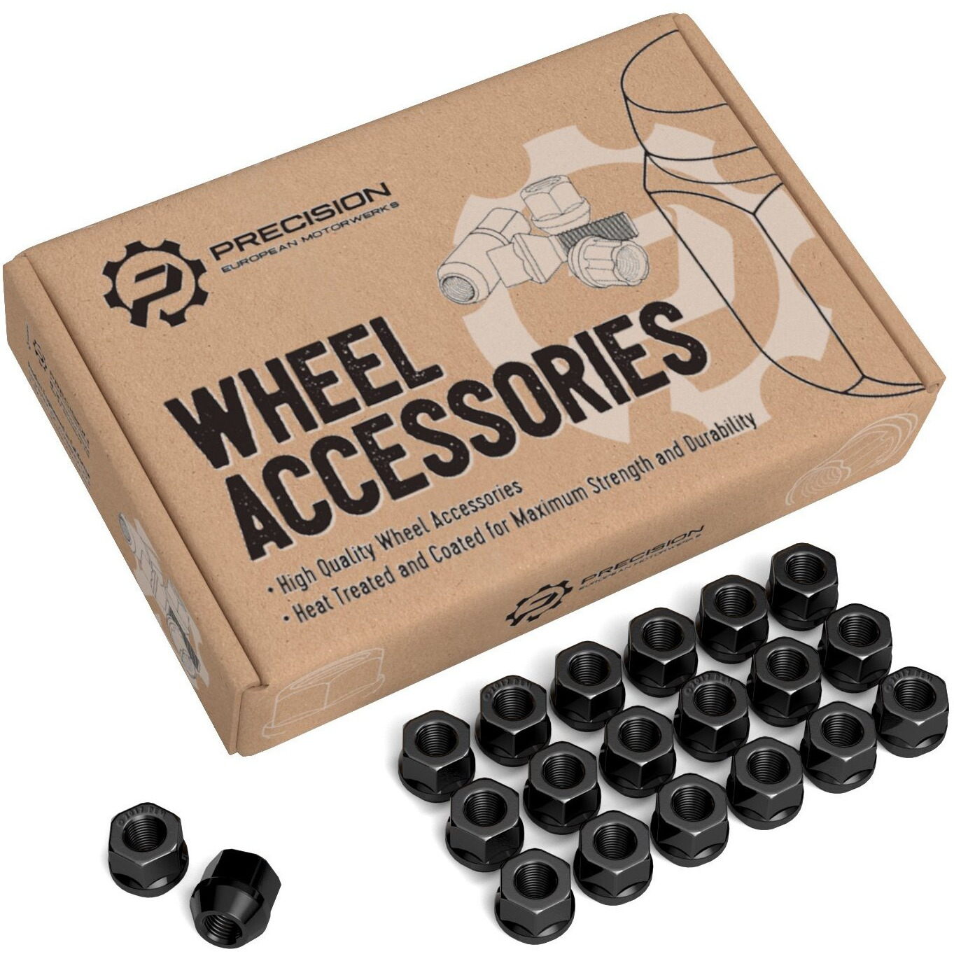 20Pcs Black Open End Lug Nuts - 7/16"&quotX20 Thread Size - 0.81"" Length - Cone Conical Taper Acorn Seat - 19Mm 3/4"" Hex - Compatible With Buick Chevy Chevrolet Pontiac Oldsmobile Cutlass Supreme