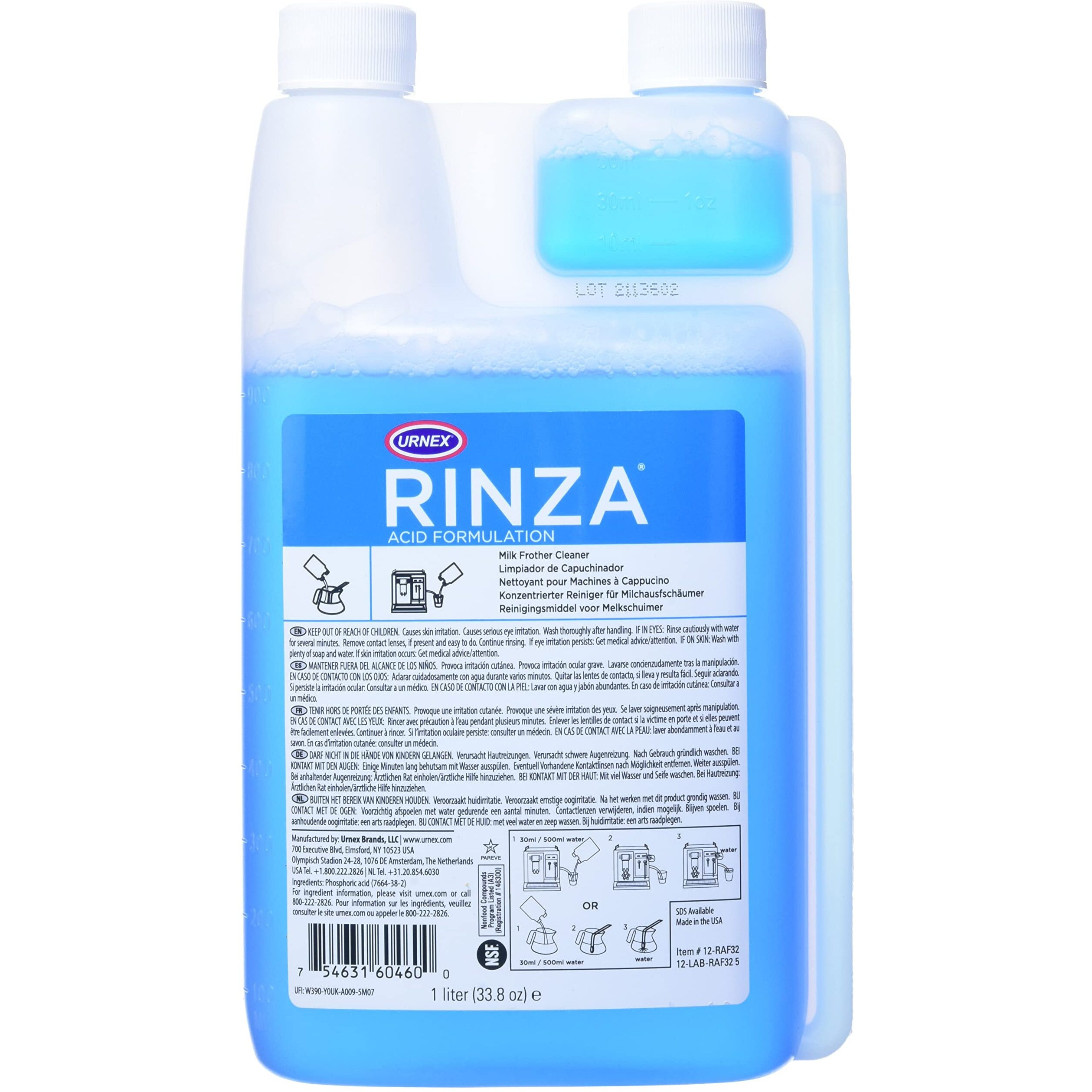 Urnex Rinza Acid Formula Milk Frother Cleaner  33.8-Ounce