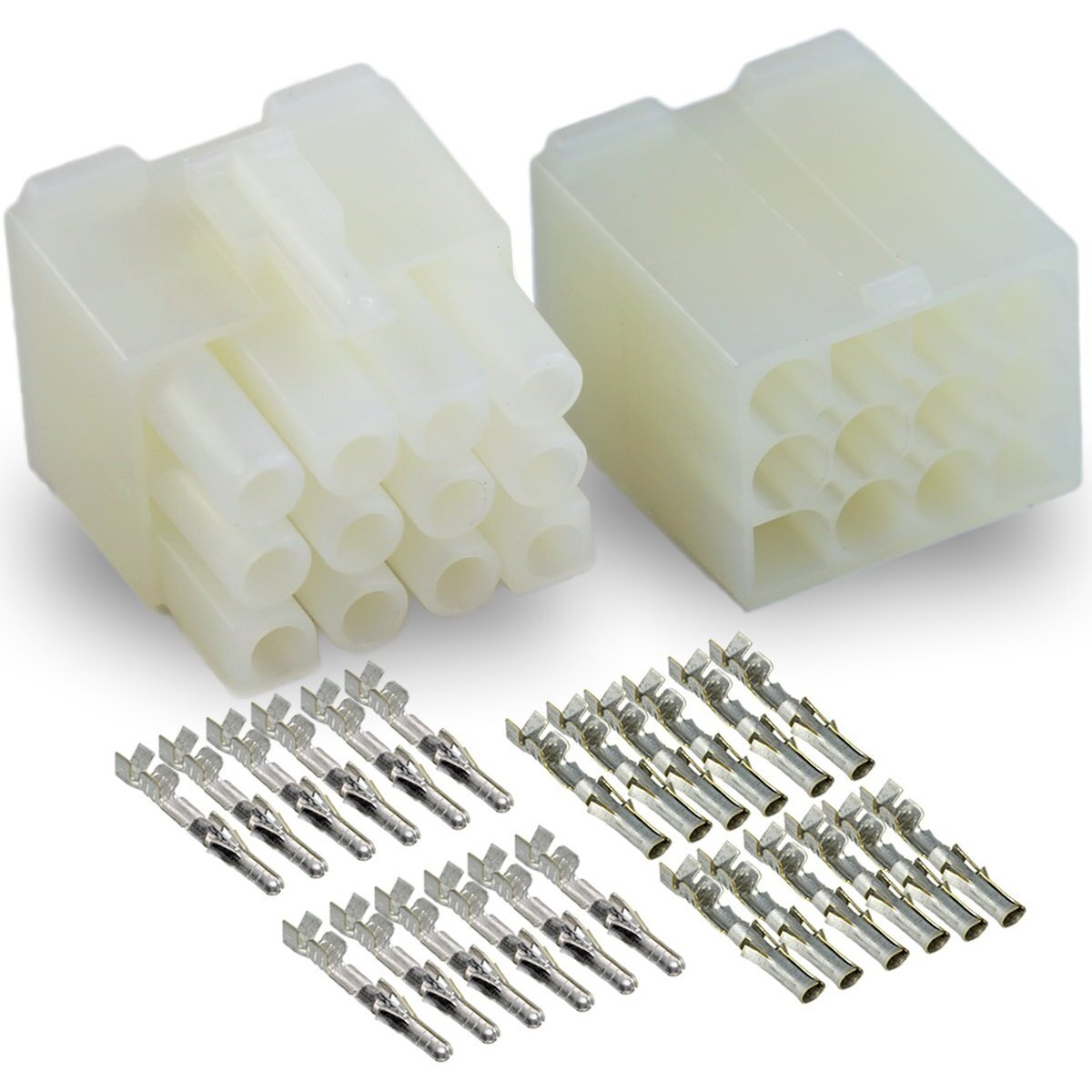 Molex Connector Lot  (12 Circuit) W/14-20 Awg .093"" Pins  Free Hanging  Pitch - Mating Interface .264"" (6.04Mm)  94V-2-3191 Series  W/Lock