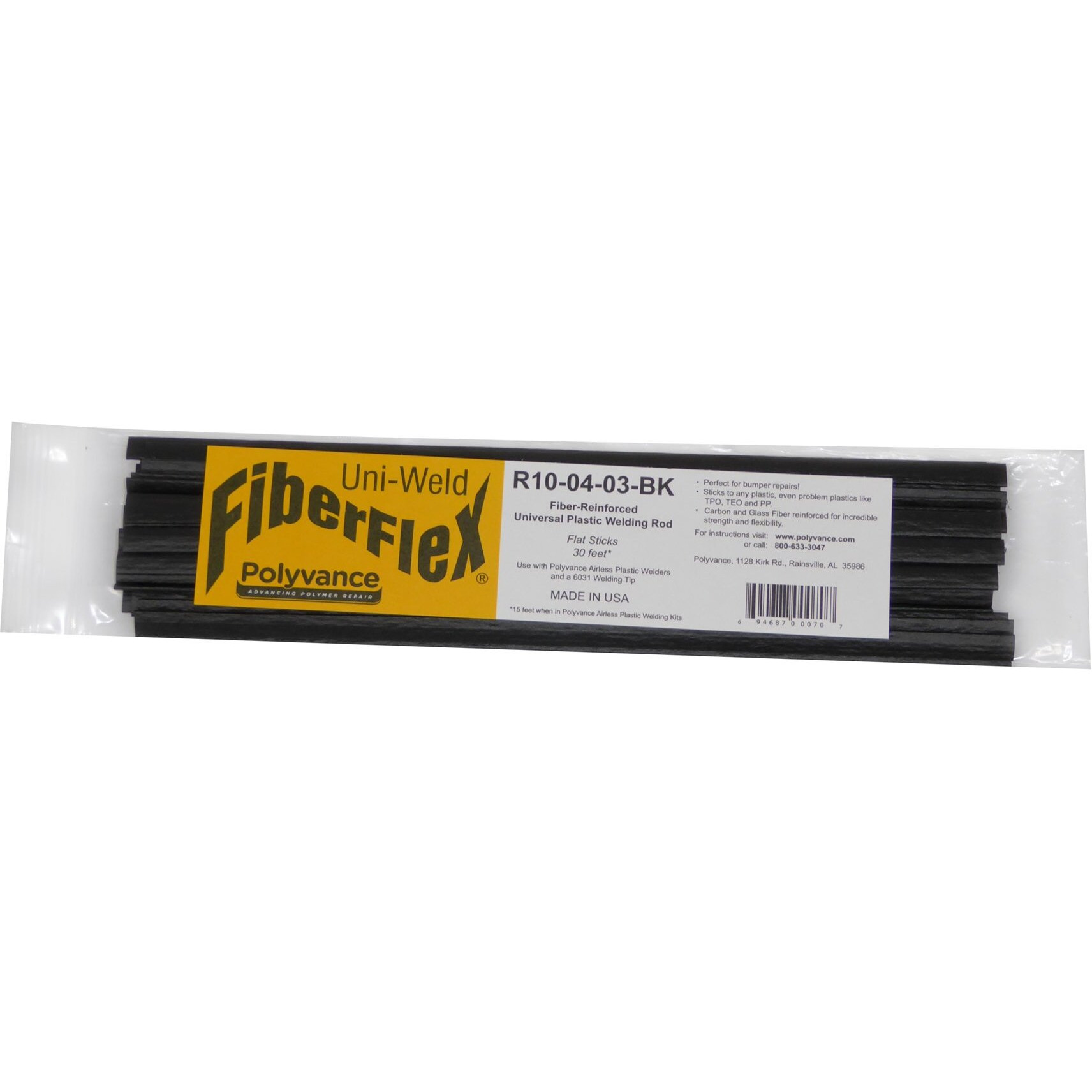 Fiberflex Plastic Welding Rod  Flat Ribbon  30 Ft.  Black