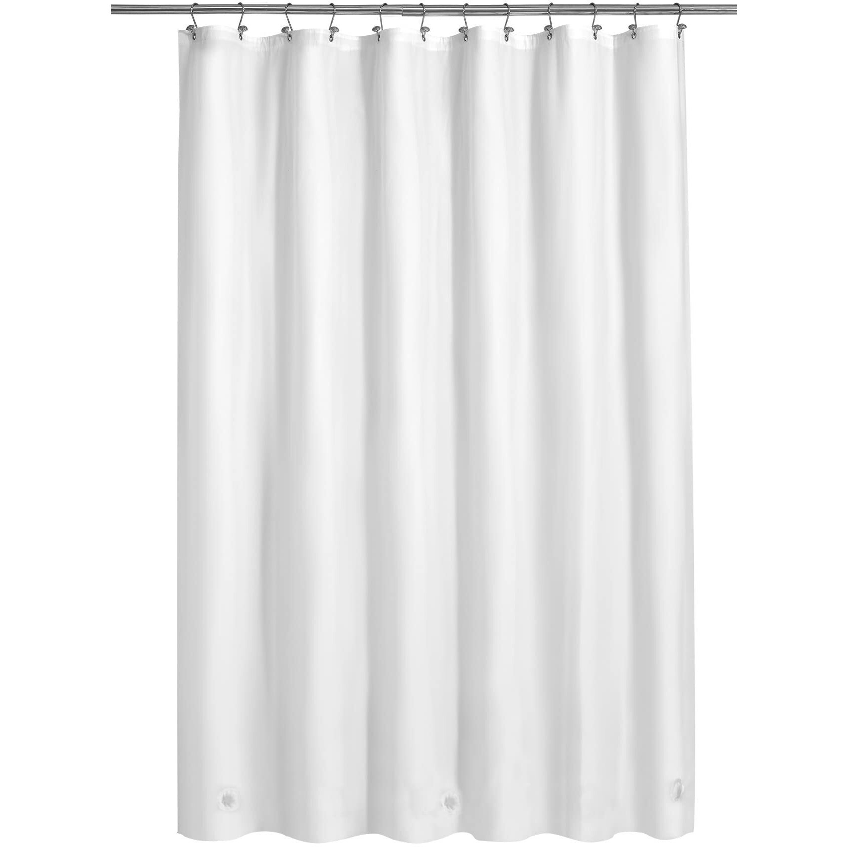 Barossa Design White Shower Curtain Liner - Premium Peva  Bpa & Pvc Free  No Chemical Smell  Lightweight Shower Curtain With 3 Magnets  Metal Grommets - White  Standard Size