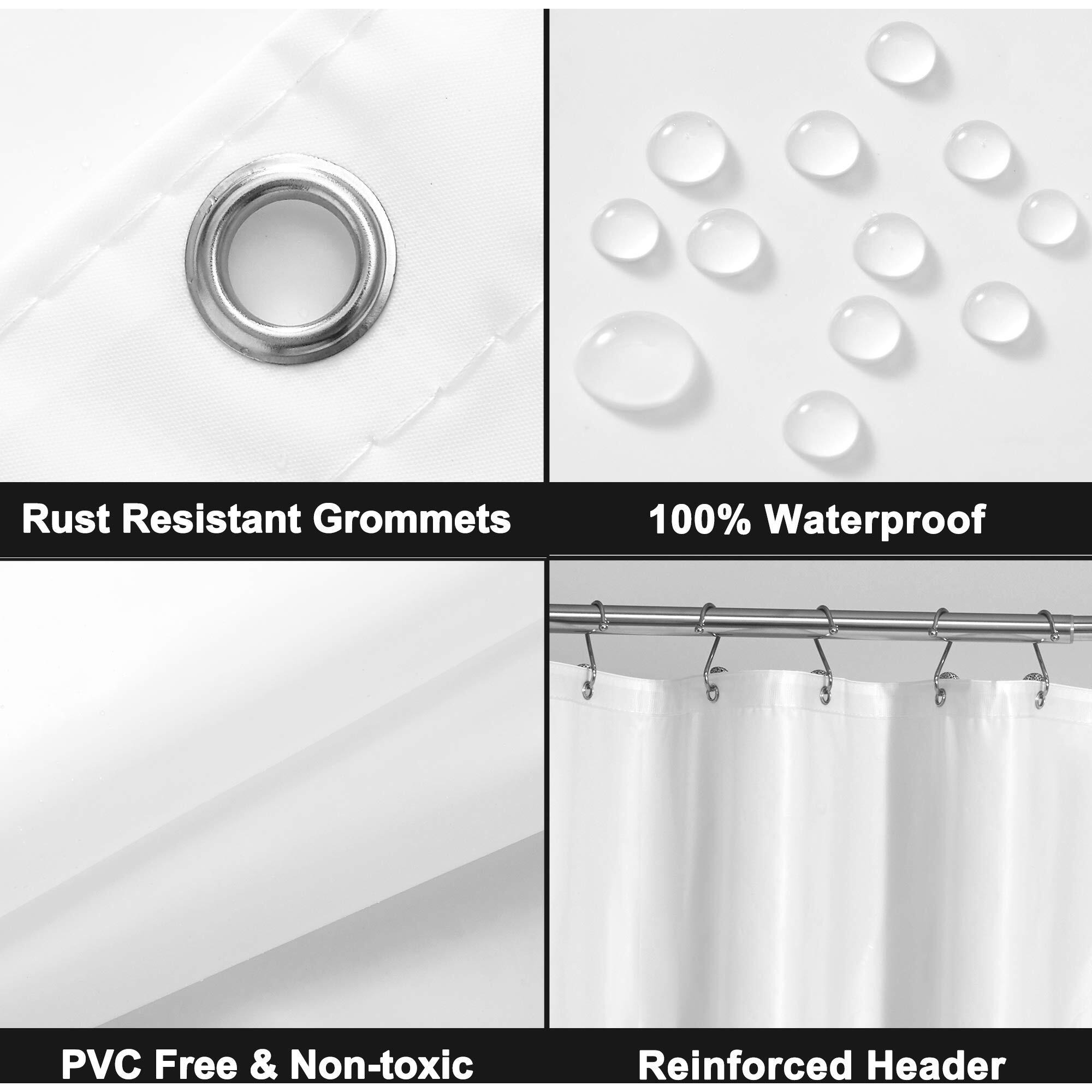 Barossa Design White Shower Curtain Liner - Premium Peva  Bpa & Pvc Free  No Chemical Smell  Lightweight Shower Curtain With 3 Magnets  Metal Grommets - White  Standard Size