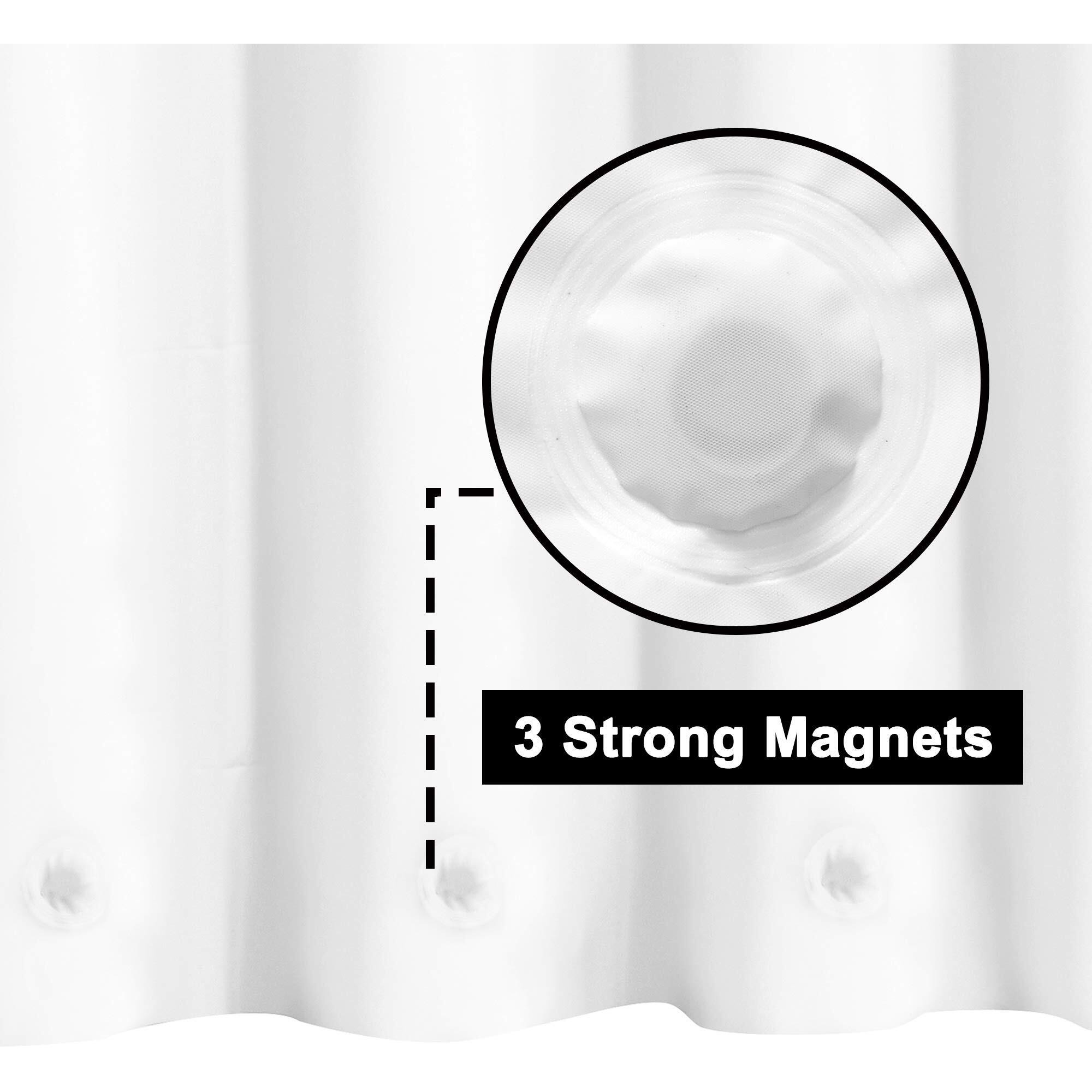 Barossa Design White Shower Curtain Liner - Premium Peva  Bpa & Pvc Free  No Chemical Smell  Lightweight Shower Curtain With 3 Magnets  Metal Grommets - White  Standard Size