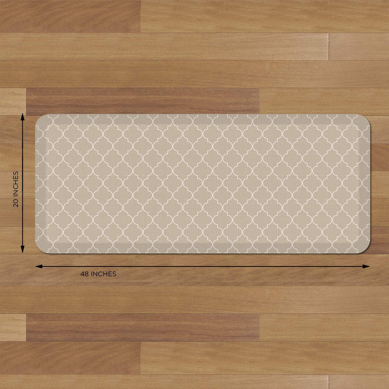 Newlife By Gelpro Anti-Fatigue Designer Comfort Kitchen Floor Mat  20X48""   Trellis Khaki Stain Resistant Surface With 3/4  Thick Ergo-Foam Core For Health And Wellness