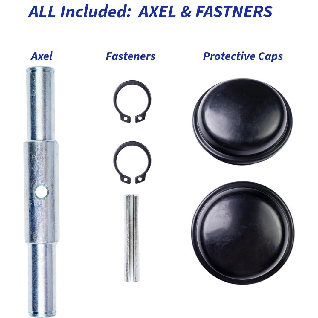 Pallet Jack/Truck Steering Wheels Set With Axle  Fasteners  And Protective Caps (4 Pcs) 7"" X 2"" Including Installation Tool Kit And Bearings Id 20Mm Poly Tread Red Pre-Installed