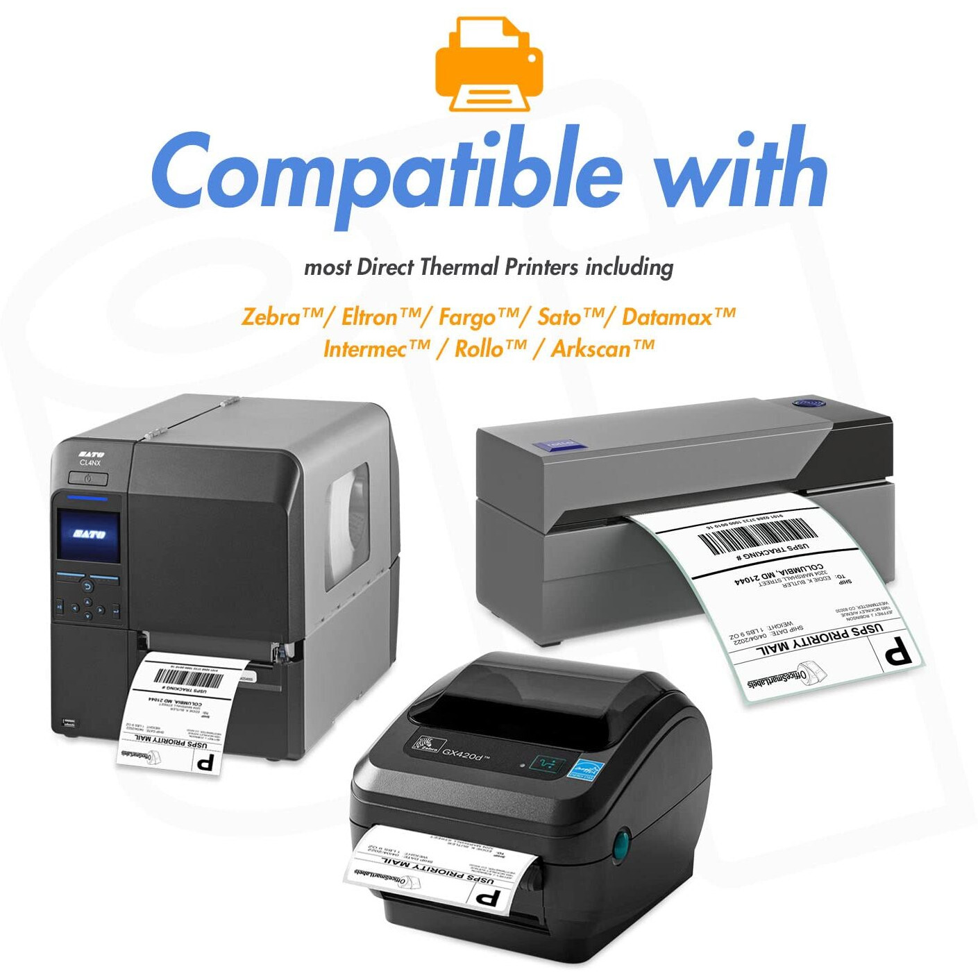 Officesmartlabels - 4"" X 8"" Direct Thermal Labels - Compatible With Zebra & Rollo Desktop Label Printers And More - 1  Core  Permanent Adhesive & Perforated [20 Rolls  4000 Labels]