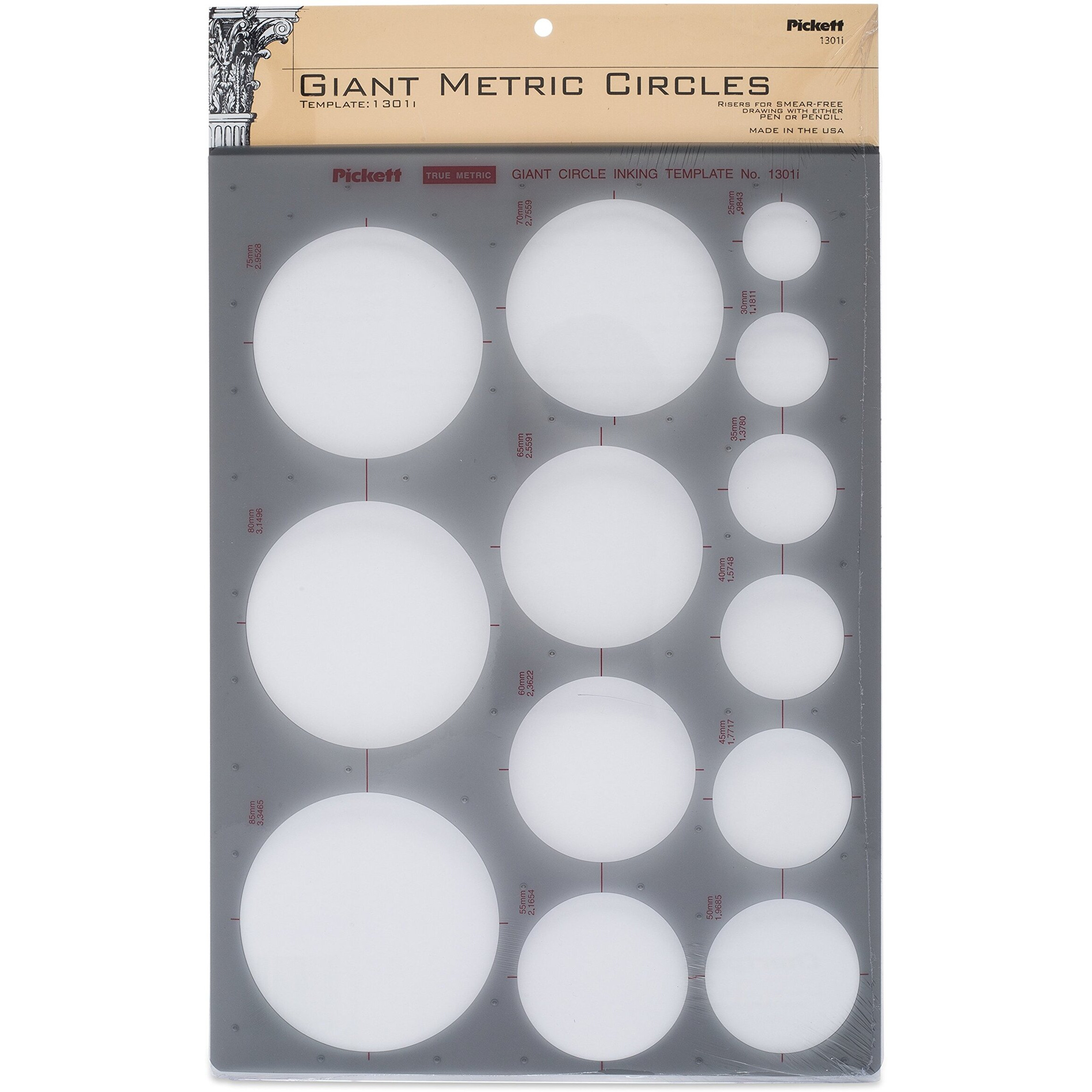 Pickett Giant Metric Circles Template  Circle Range 25Mm To 85Mm In Diameter (1301I)
