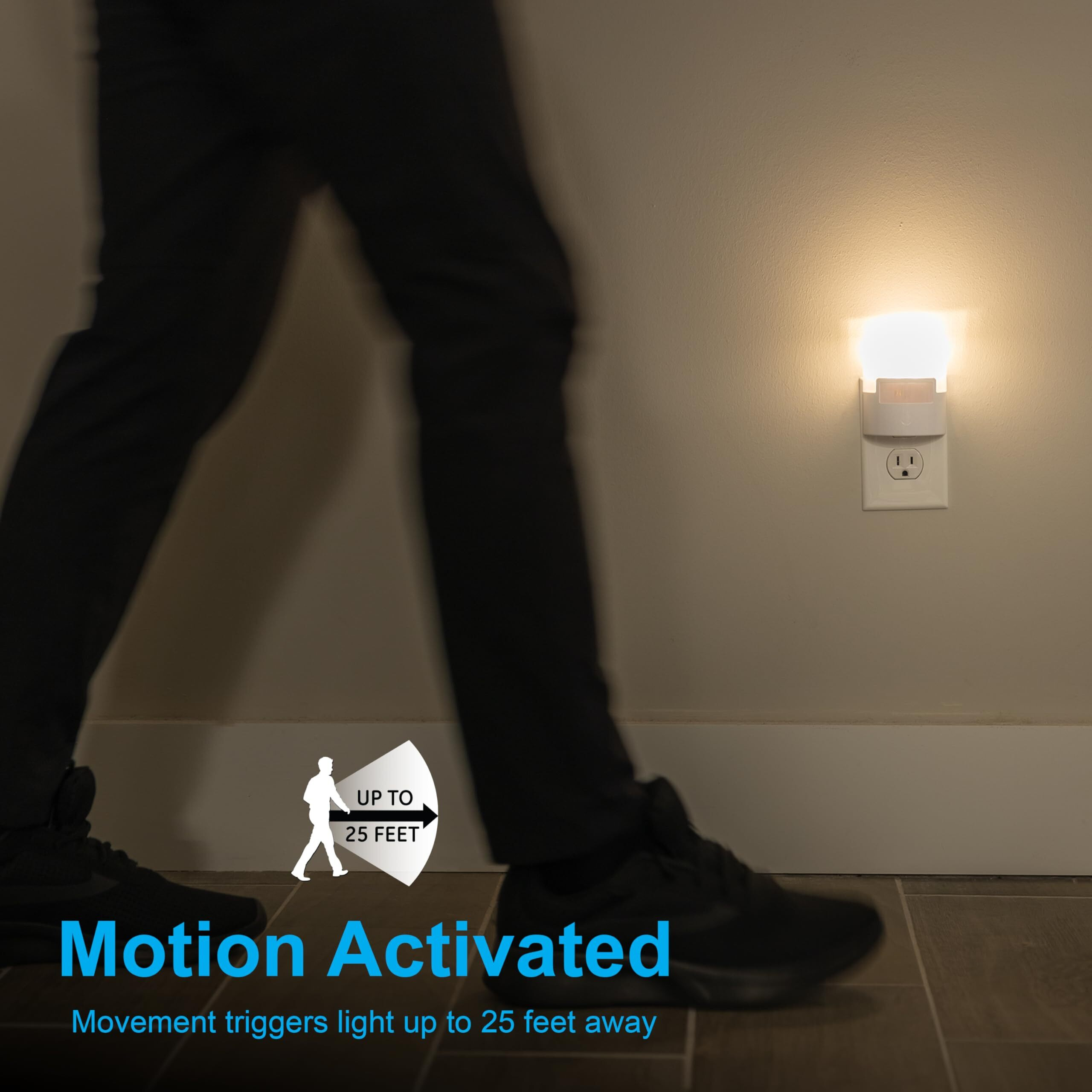 Ge Led Motion Sensor Night Light  Plug Into Wall  40 Lumens  Soft White  Ul-Certified  Energy Efficient  Ideal Nightlight For Bedroom  Bathroom  Kitchen  Hallway  12201  White  1 Pack