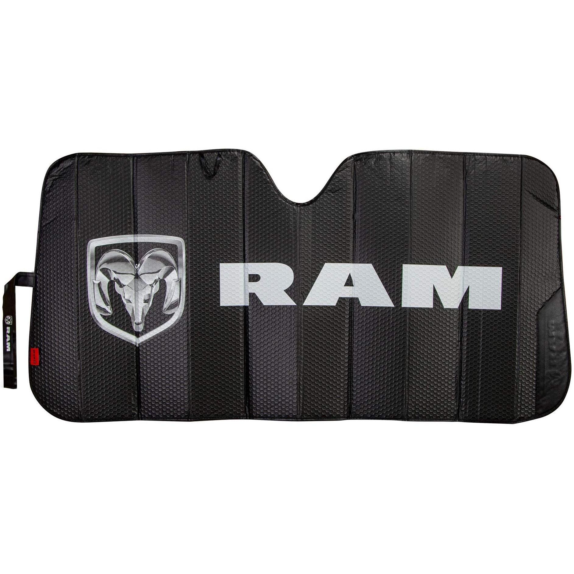 Plasticolor 003860R01 Ram Logo Black Matte Finish Front Windshield Accordion Sunshade