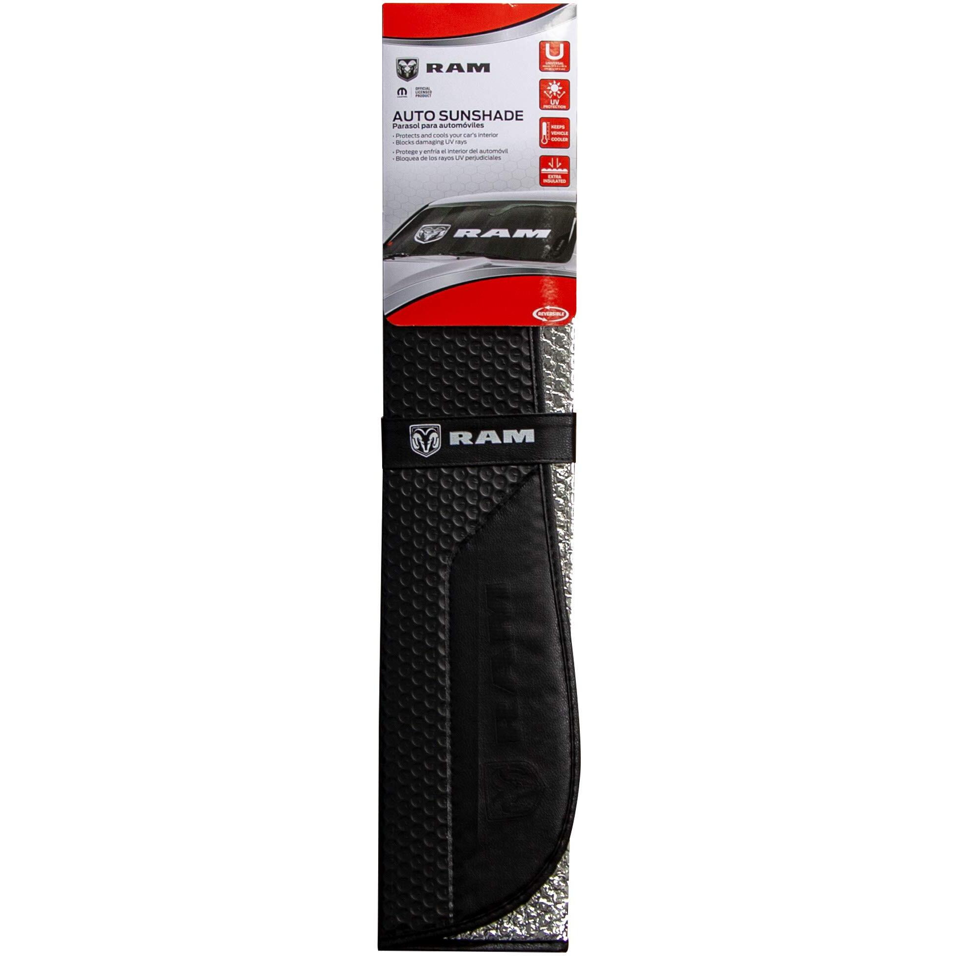 Plasticolor 003860R01 Ram Logo Black Matte Finish Front Windshield Accordion Sunshade