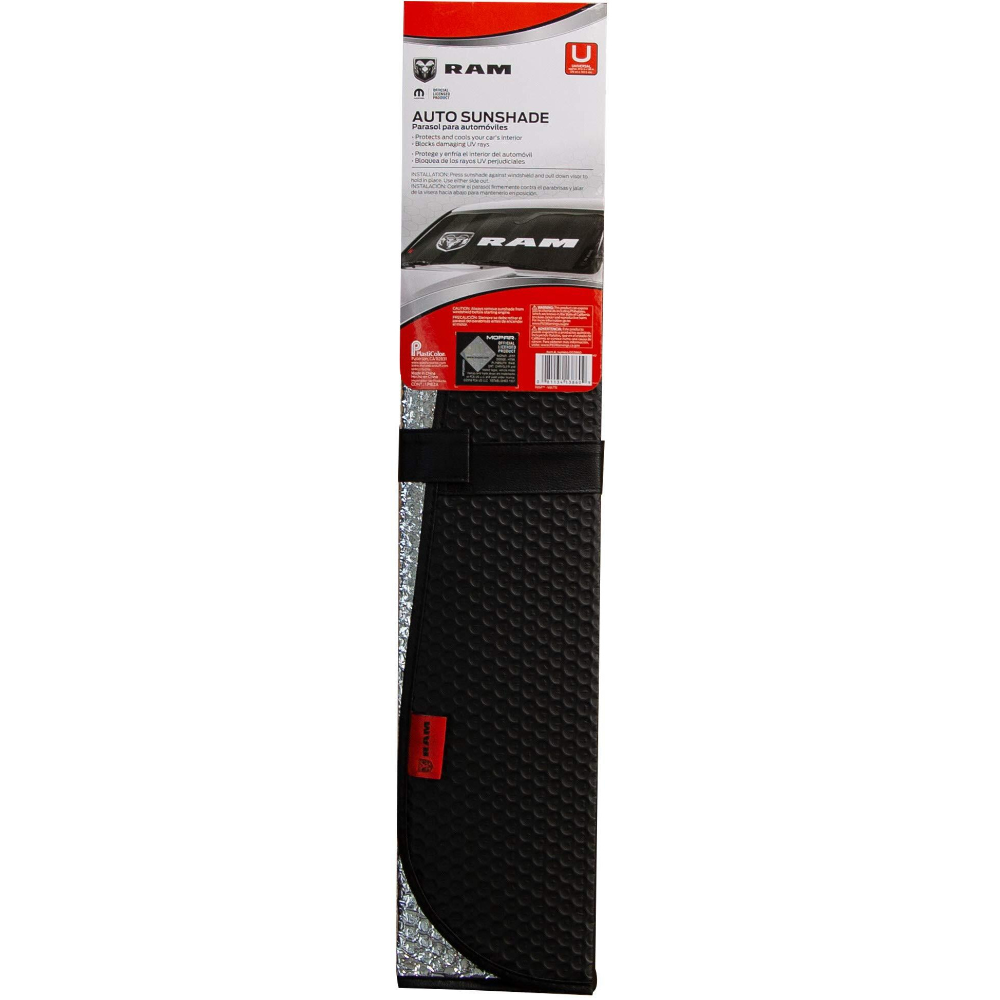 Plasticolor 003860R01 Ram Logo Black Matte Finish Front Windshield Accordion Sunshade