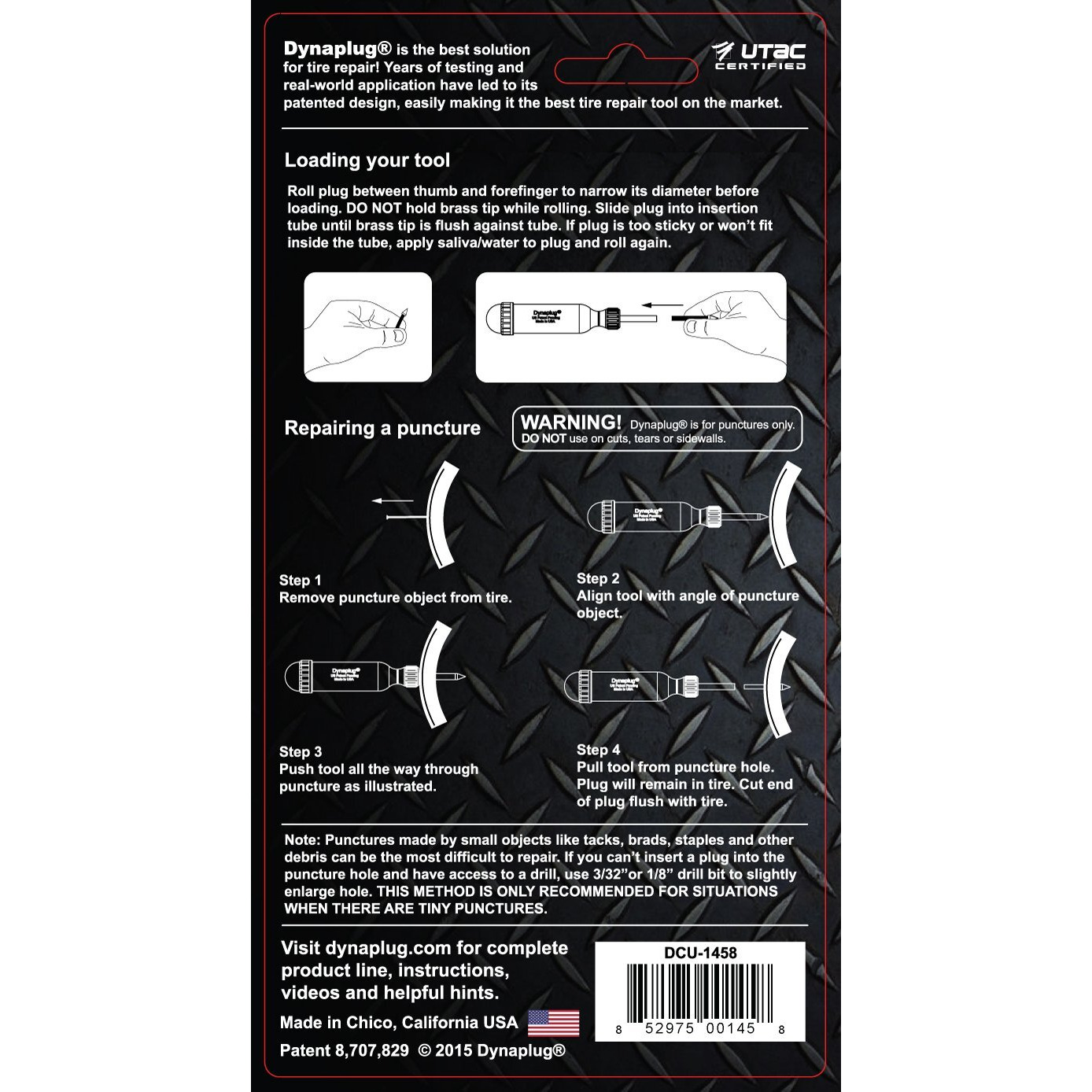 Dynaplug Quick Motorcycle Tire Puncture Repair - Carbon Ultralite