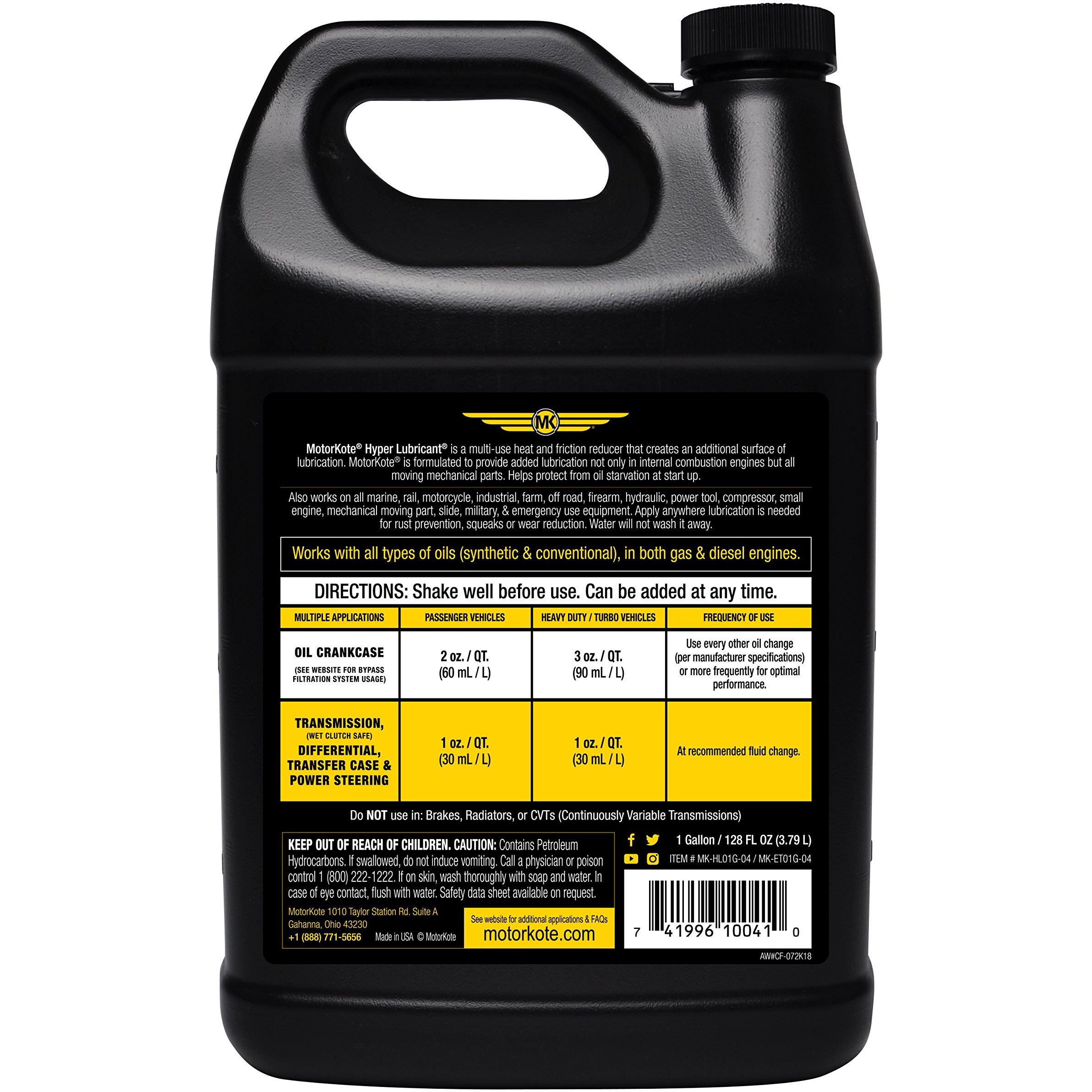 Motorkote Mk-Hl01G-04 Heavy Duty Hyper Lubricant  1-Gallon  Single