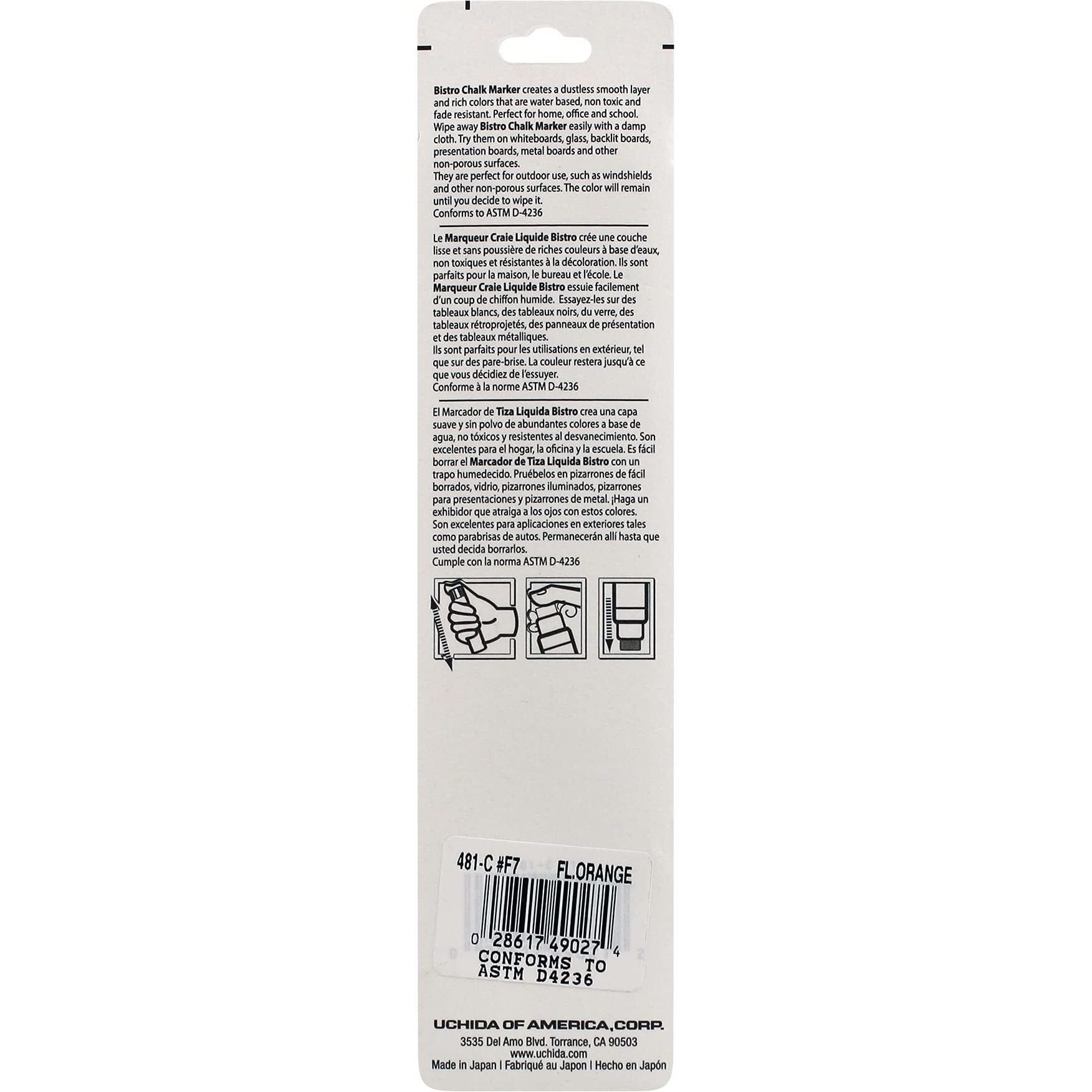 Uchida Of America 481-C-F7 Jumbo Bistro Chalk Markers  Fluorescent Orange