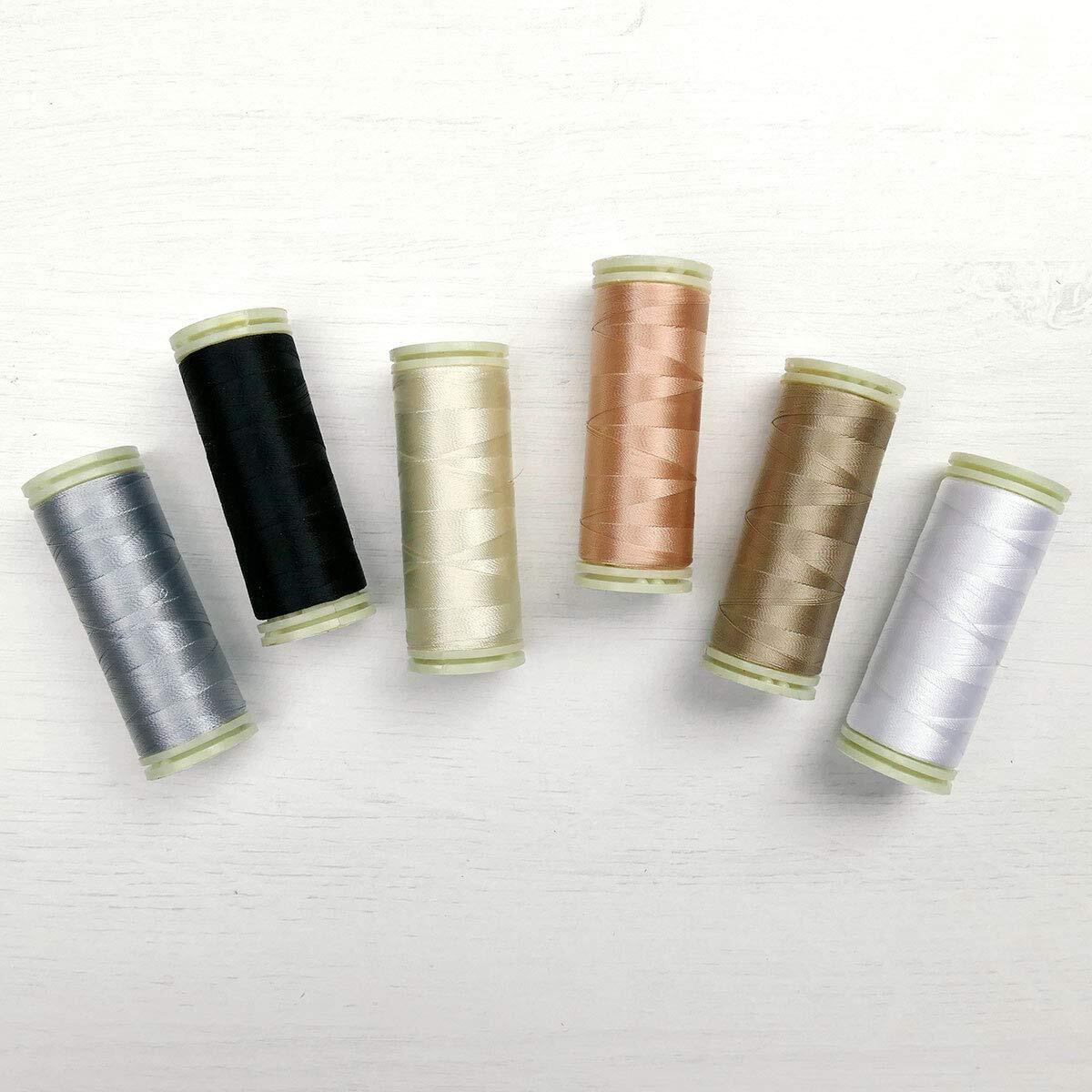 Wonderfil Sue Daley Designs Neutrals Specialty Threads  6 X 273Yd Spools 2-Ply 80Wt Cottonized Soft Polyester Silk-Like Thread Fine Sewing English Paper Piecing Epp Applique Sewing Decobob