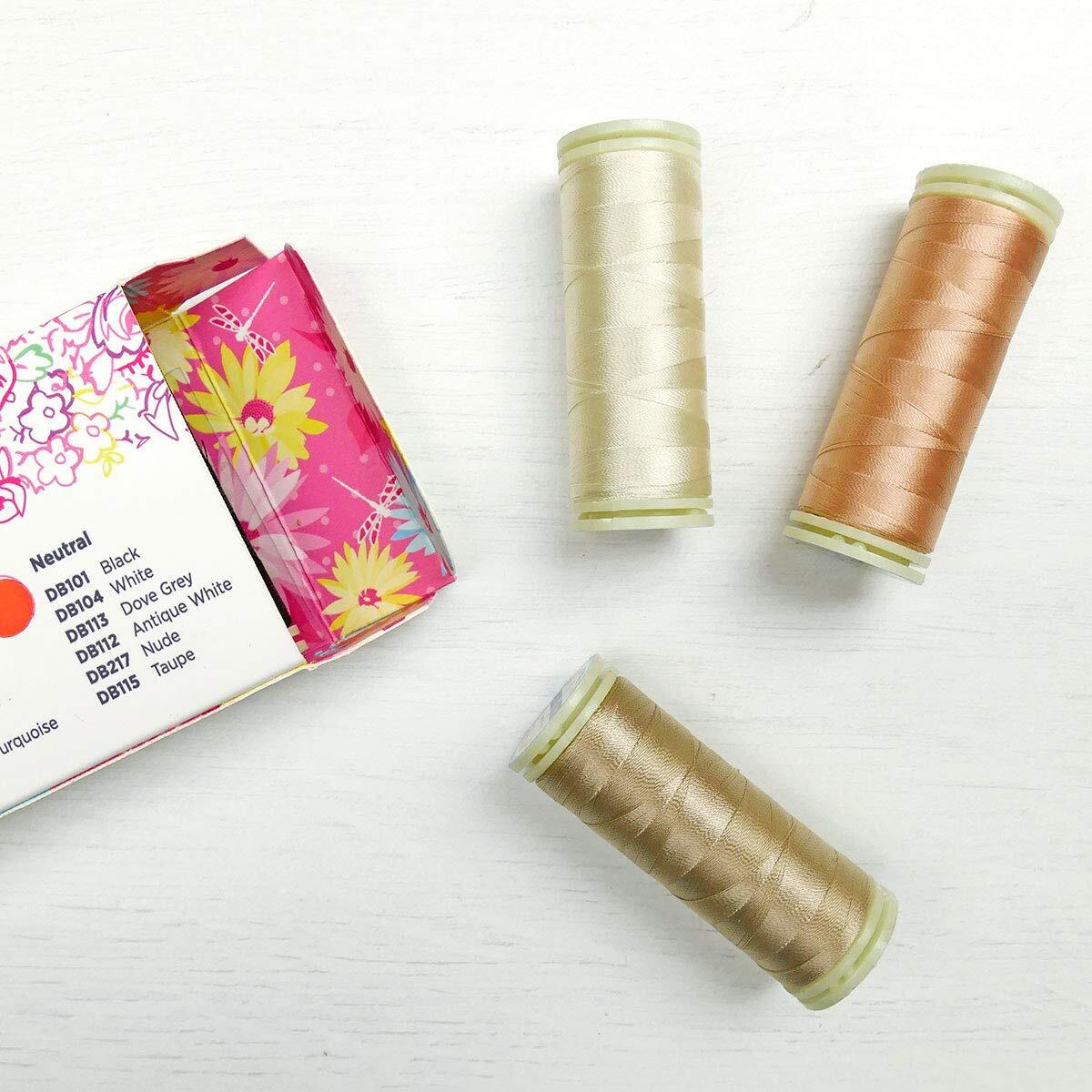 Wonderfil Sue Daley Designs Neutrals Specialty Threads  6 X 273Yd Spools 2-Ply 80Wt Cottonized Soft Polyester Silk-Like Thread Fine Sewing English Paper Piecing Epp Applique Sewing Decobob