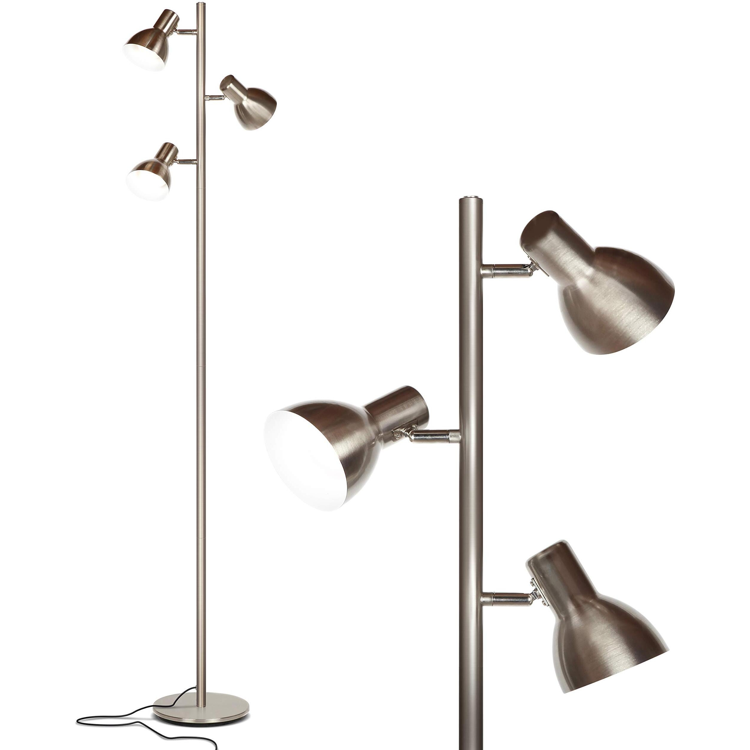 Brightech Ethan Floor Lamp  Dimmable Standing Lamp For Bedroom Reading  Great Living Room DCor  Modern Led Lamp For Living Rooms  Tall Tree Lamp For Offices - Nickel