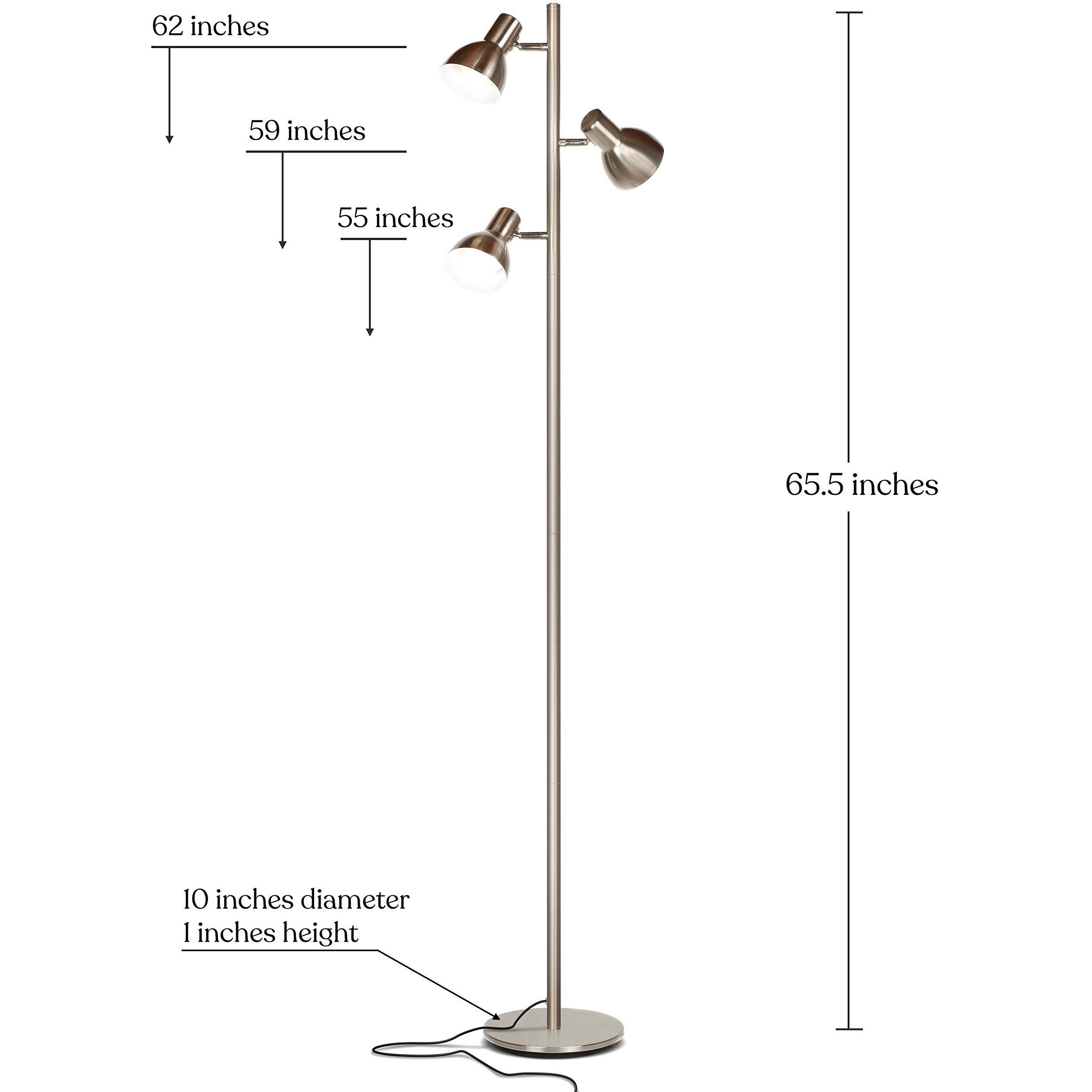 Brightech Ethan Floor Lamp  Dimmable Standing Lamp For Bedroom Reading  Great Living Room DCor  Modern Led Lamp For Living Rooms  Tall Tree Lamp For Offices - Nickel