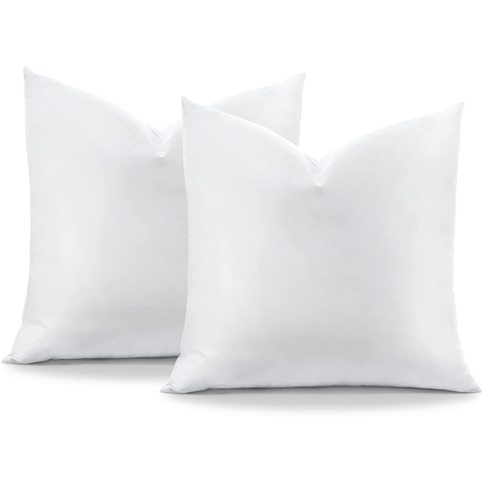 Otostar Pack Of 2 Down And Feather Throw Pillow Inserts  22 X 22 Soft Fluffy Square Pillow Inserts With 100% Cotton Cover Decorative Pillows For Sofa Couch Bed-White