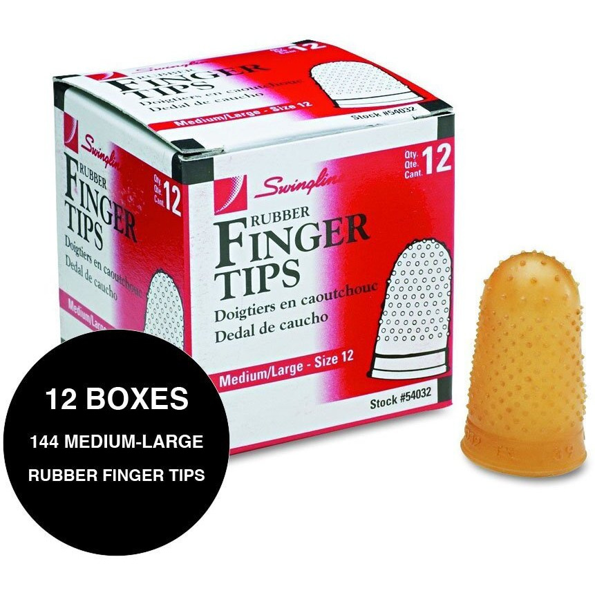Swingline Rubber Finger Tips  Size 11-1/2  Medium  12/Box  144 Pack (S7054035Cs)