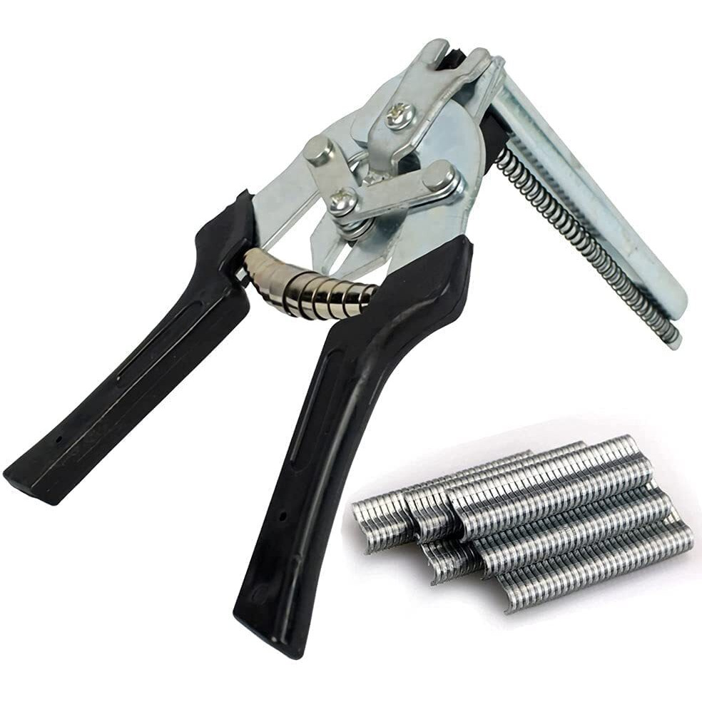 Type M Hog Nail Ring Pliers Kit With 2400Pcs M Clips For Fence Fastening  Upholstery Installation  Animal Cages