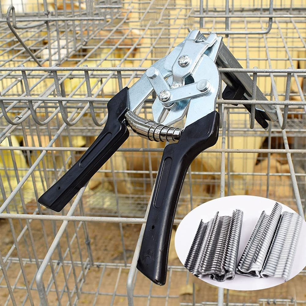 Type M Hog Nail Ring Pliers Kit With 2400Pcs M Clips For Fence Fastening  Upholstery Installation  Animal Cages