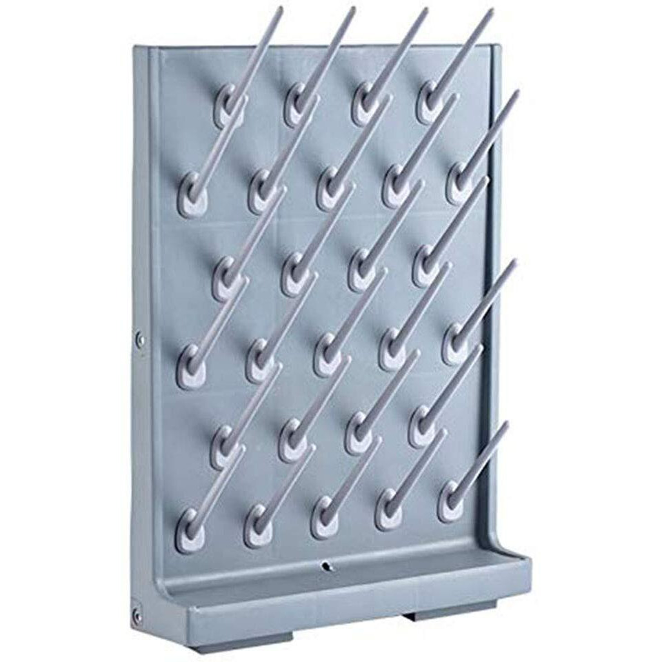 Ytflot Drying Rack 27 Pegs Lab Supply Pegboard Bench-Top/Wall-Mount Laboratory Glassware 27 Detachable Pegslab Drying Draining Rack Cleaning Equipment Grey