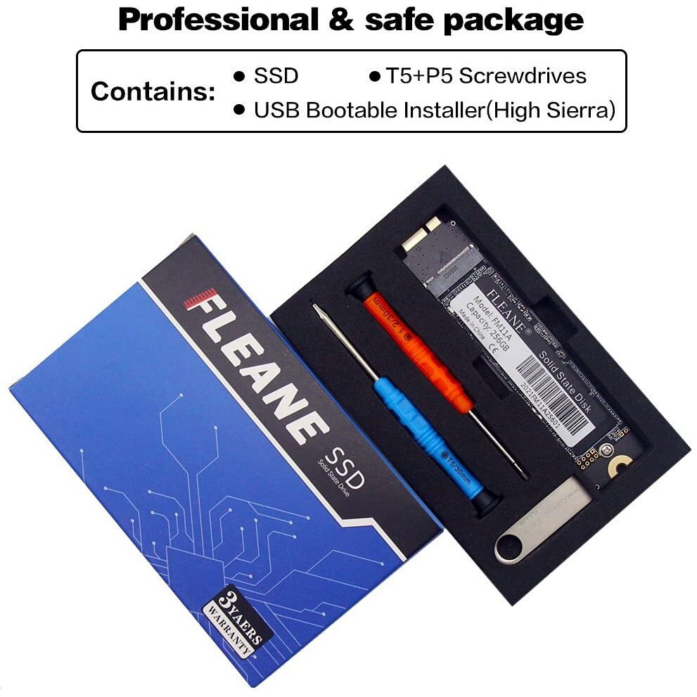 Fleane 256Gb Fm11A 3D Tlc Ssd For Macbook Air A1370 A1369 (Late2010-Mid2011) Emc2392 Emc2393 Emc2469 Emc2471 Hd (256Gb)